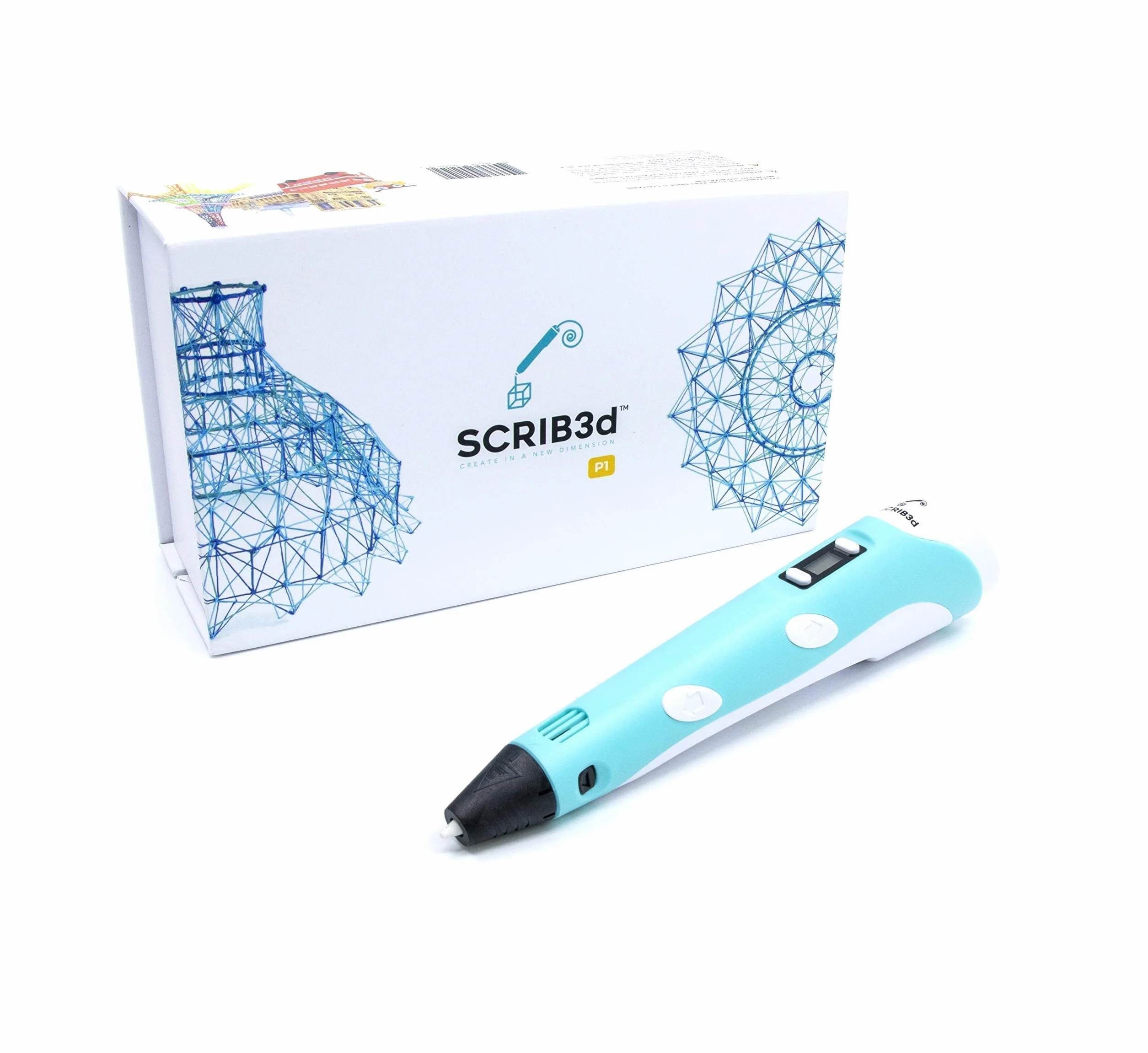 SCRIB3D P1 Penna 3D con Display, 3 Colori Filamento PLA, Stencil e Guida