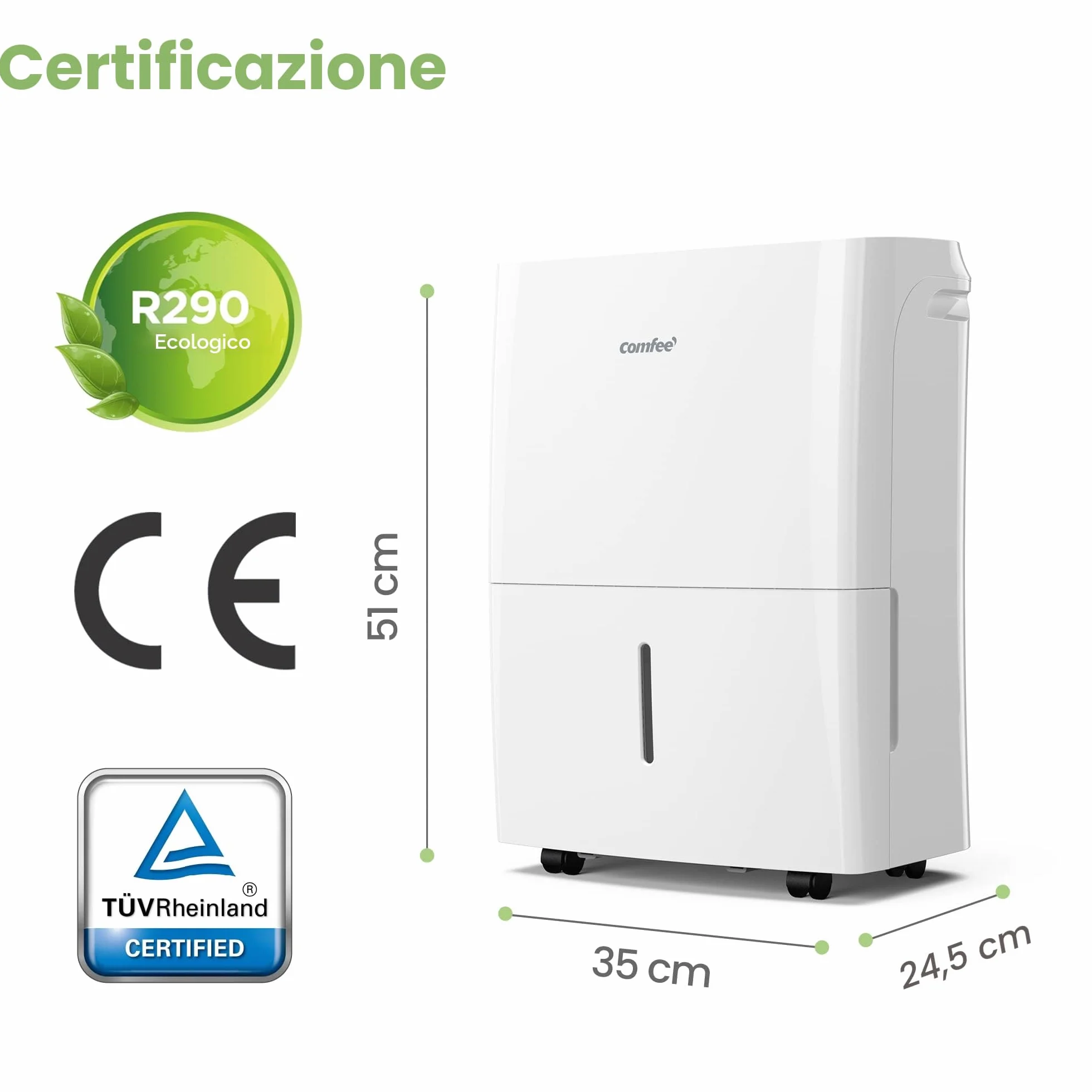 COMFEE' Deumidificatore Casa Muffa 16L/24h, Adatto fino a 32㎡, Tanica da 3L, Deumidificazione Smart, Controllo WiFi, Compatibile con Alexa, Ruote Piroettanti, Timer, MDDF-16DEN7 WF