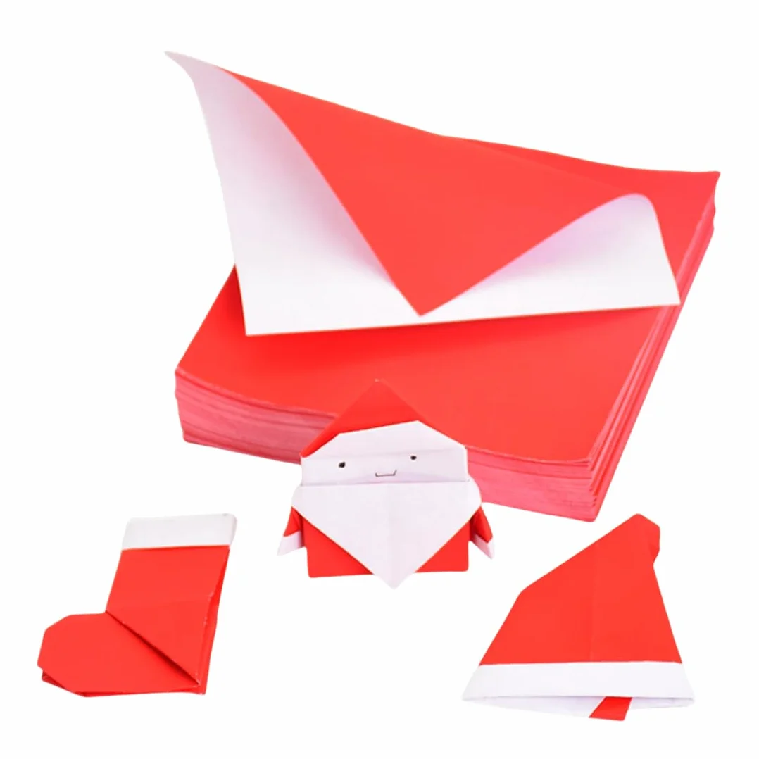 Molinter Paper 100 fogli quadrati per origami rosso/bianco per artigianato