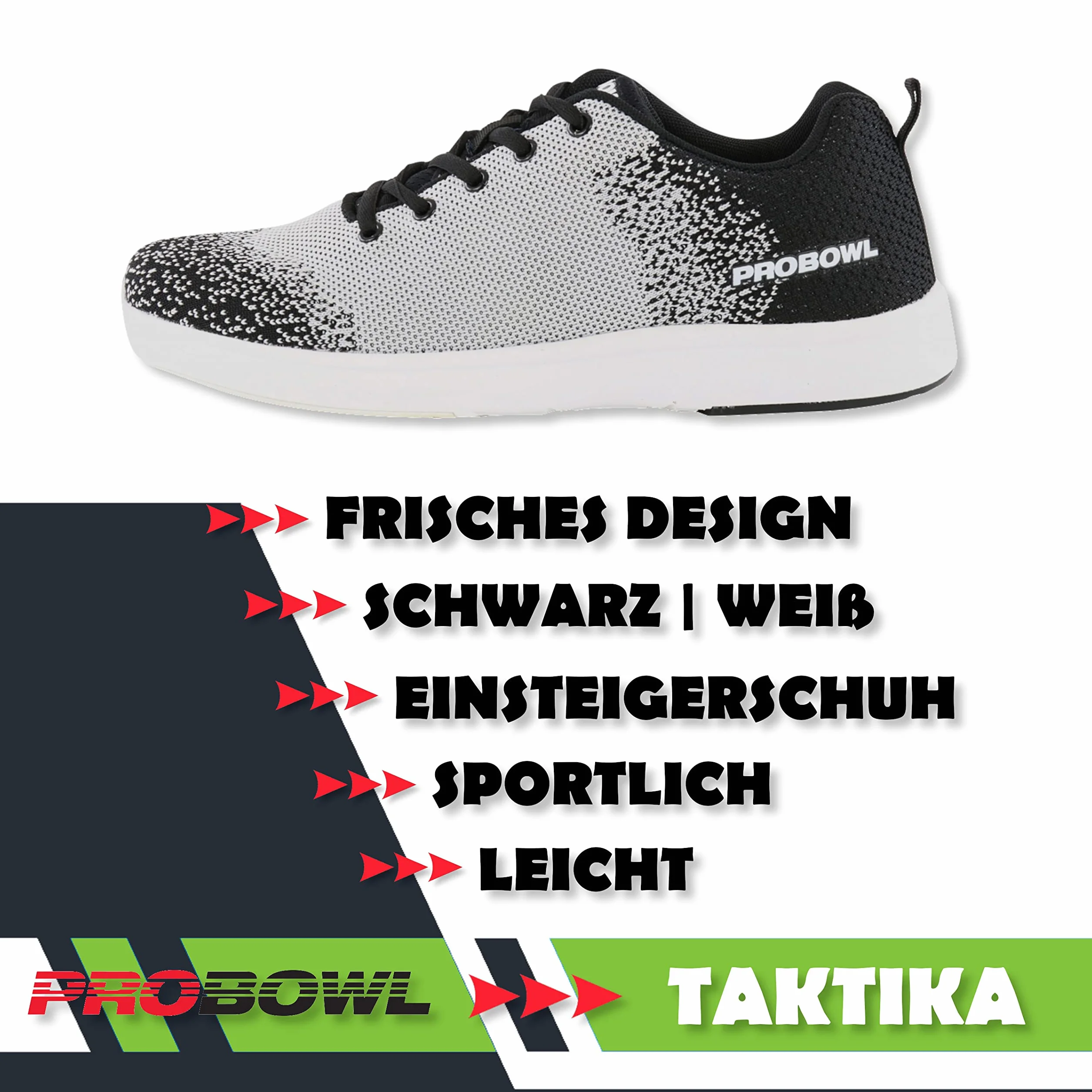 EMAX Scarpe da Bowling Uomo Pro Bowl Tattica Nero Bianca Taglia 38.5-46