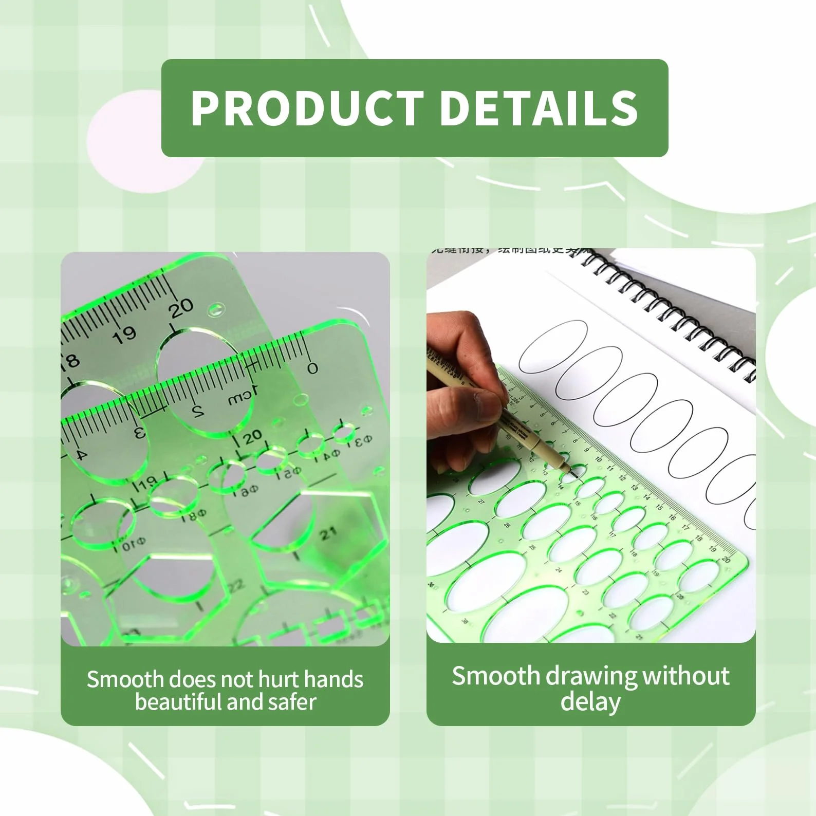 Staedtler Righelli Tecnici Semielittici Verdi 3mm Cerchiometro Normografo Integrato per Disegno Architettonico CAD