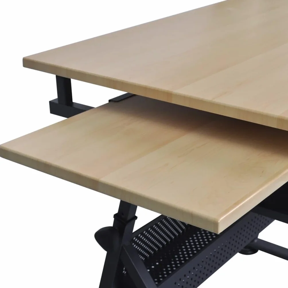 Generico Tavolo Inclinabile da Disegno a Due cassetti con Sgabello (27,06KG)