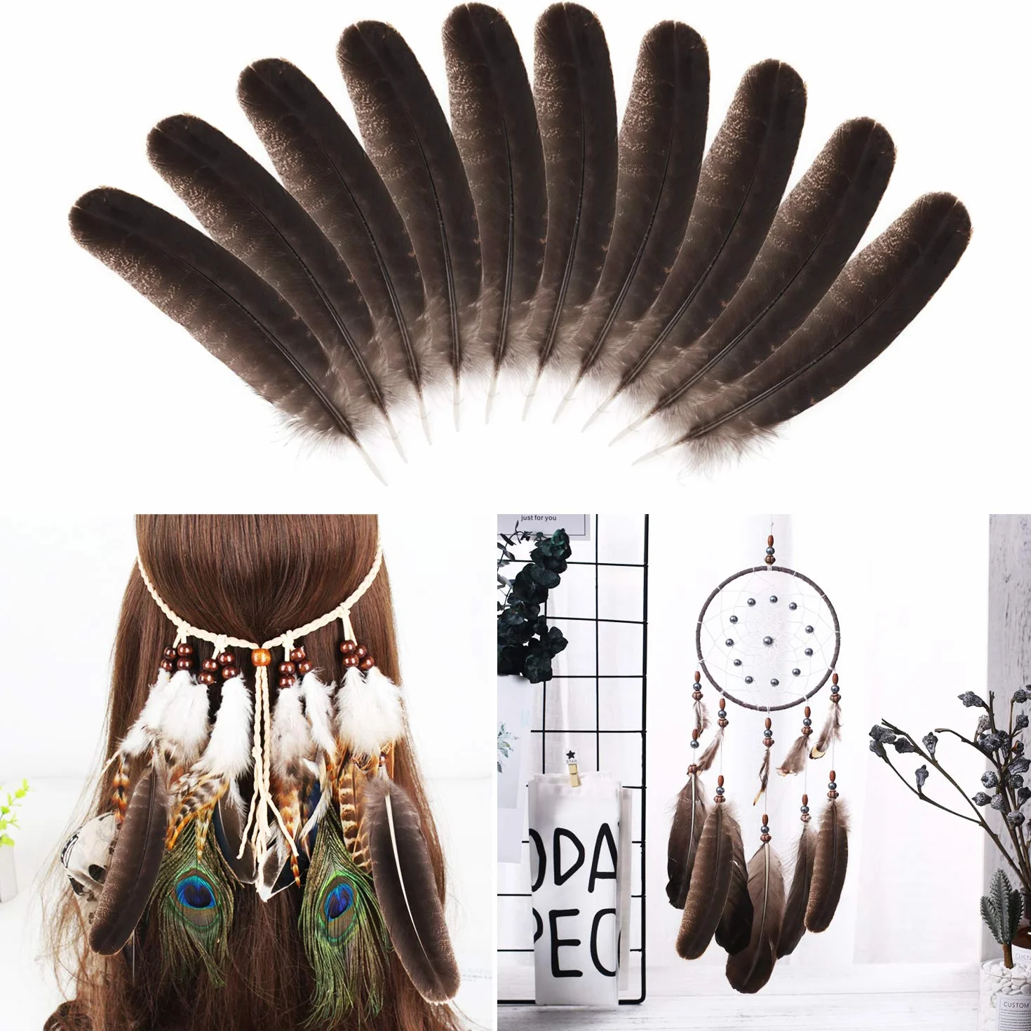 Piume di Fagiano Naturali 20-30cm Morbide per Artigianato Carnevale Decorazione 10 Pezzi