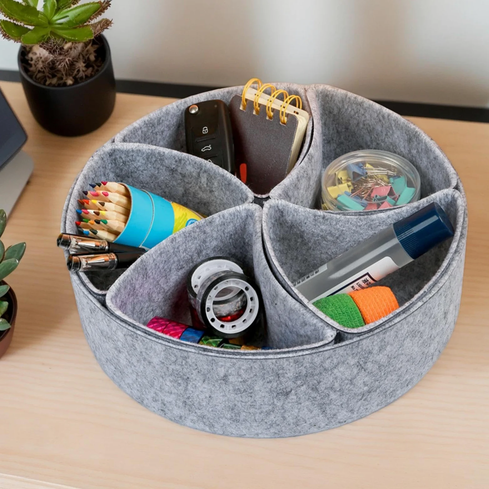 Organizer per cassetti in feltro, divisori regolabili, 26 x 26 x 8 cm, vassoio versatile per cassetti, organizer per gadget da ufficio e gioielli