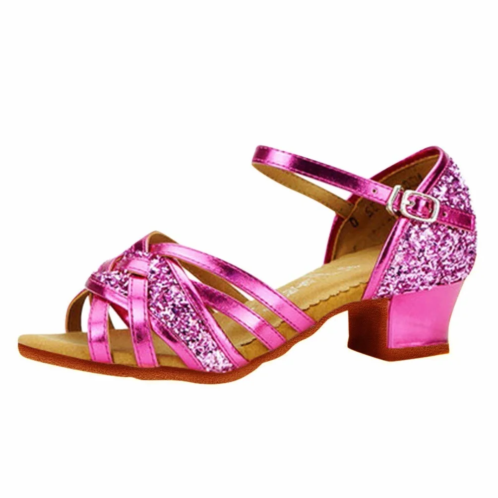 Scarpe da ballo latine per bambini ragazze glitter salsa tango suola morbida abito estivo festa