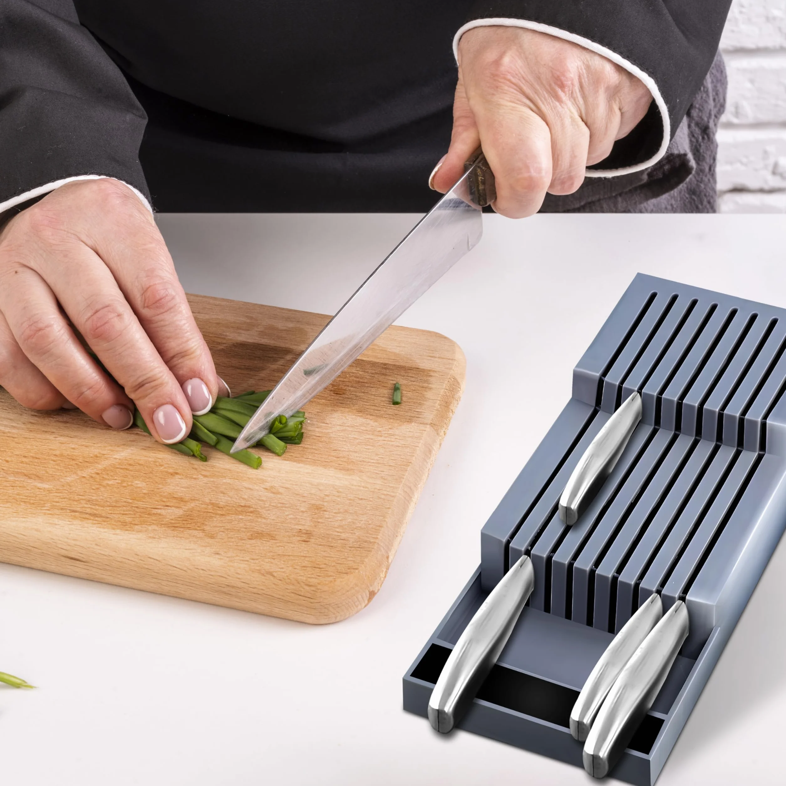 Retoo Ceppo Coltelli da Cucina 40 cm 18 Coltelli Professionale Due Livelli Portacoltelli