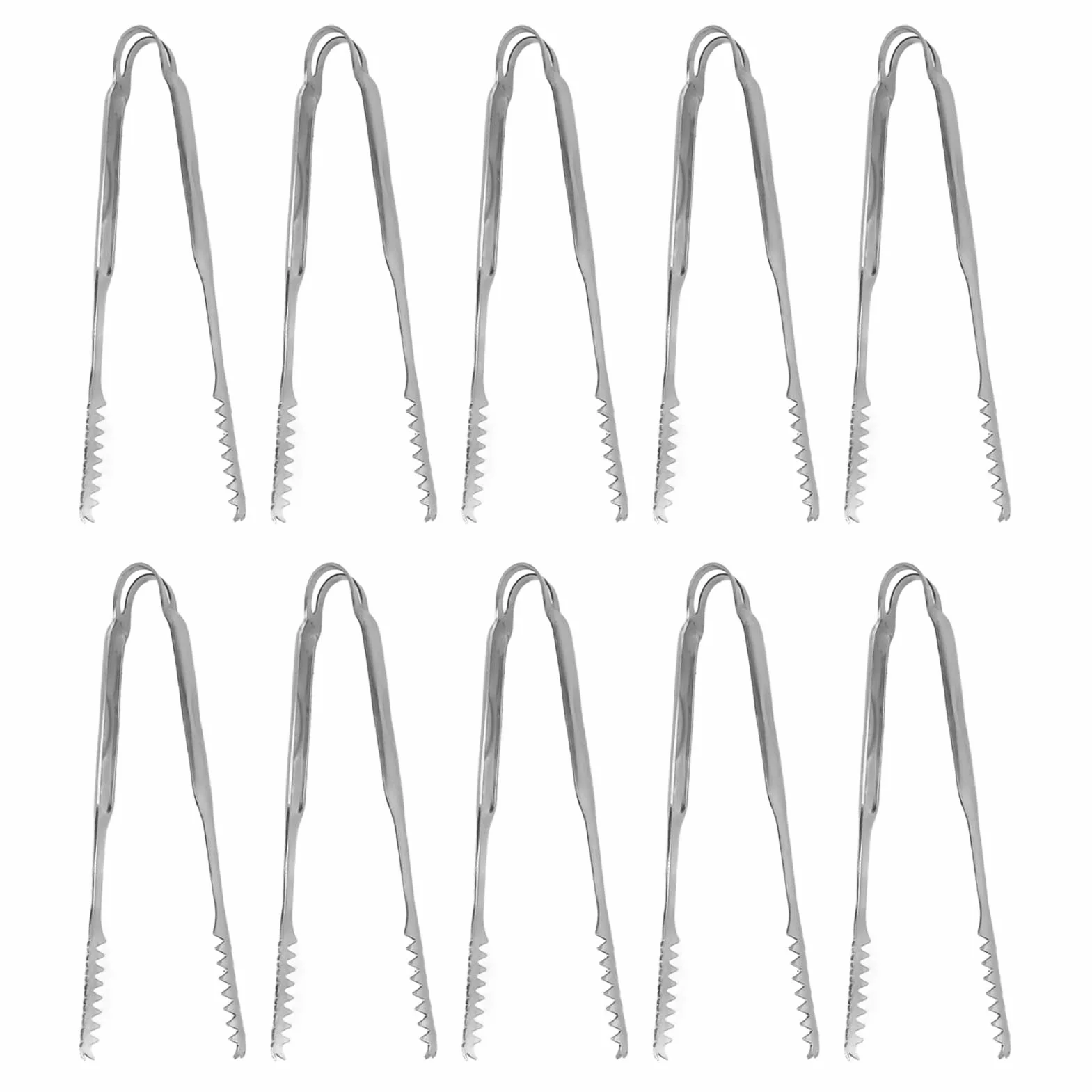 Pinze per ghiaccio da 10 pezzi Pinze per alimenti in acciaio inossidabile Facile da pulire Presa forte Versatile per feste Grill BBQ Bar (22,8 cm)