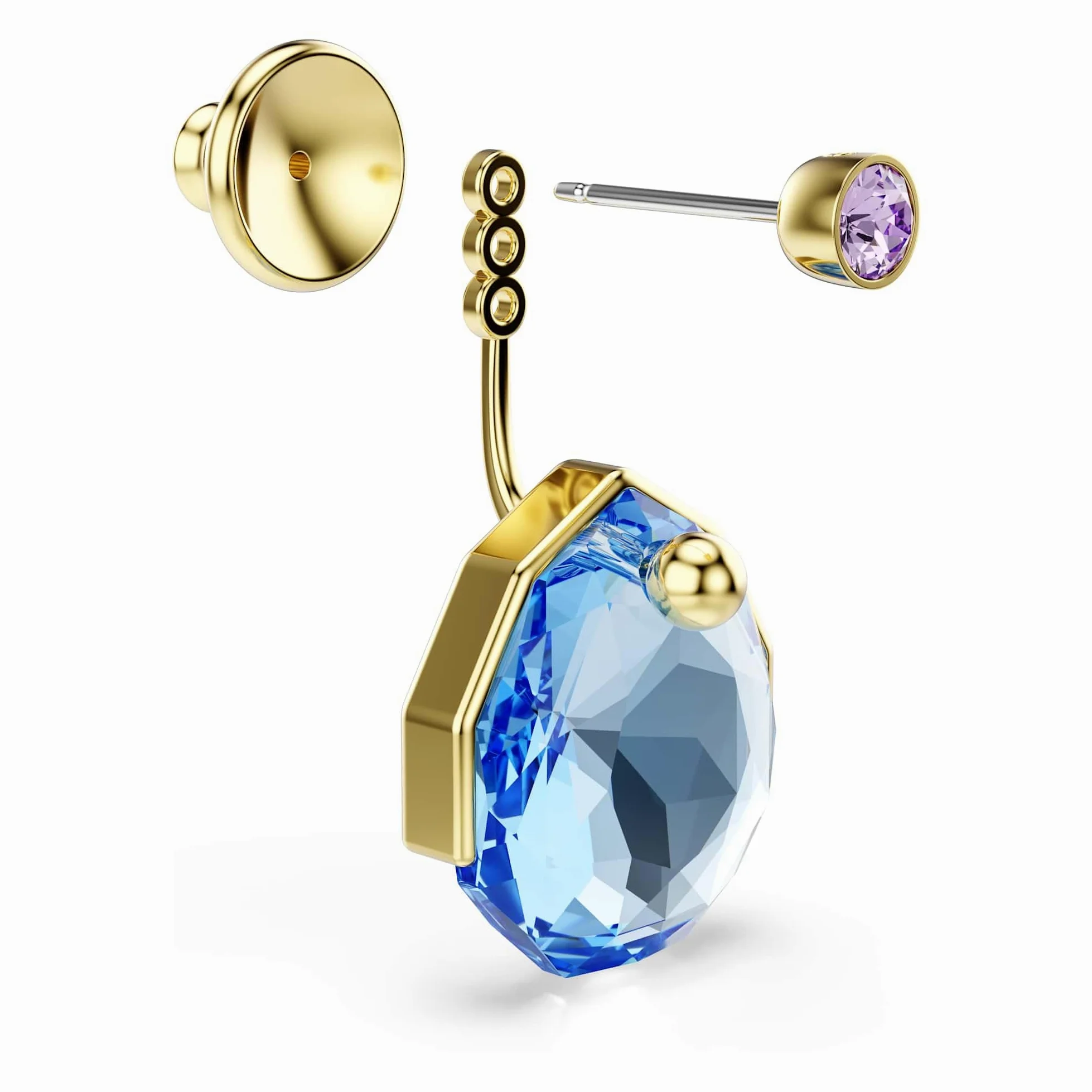 Swarovski Orecchino jacket Gema, Blu, Placcato color oro