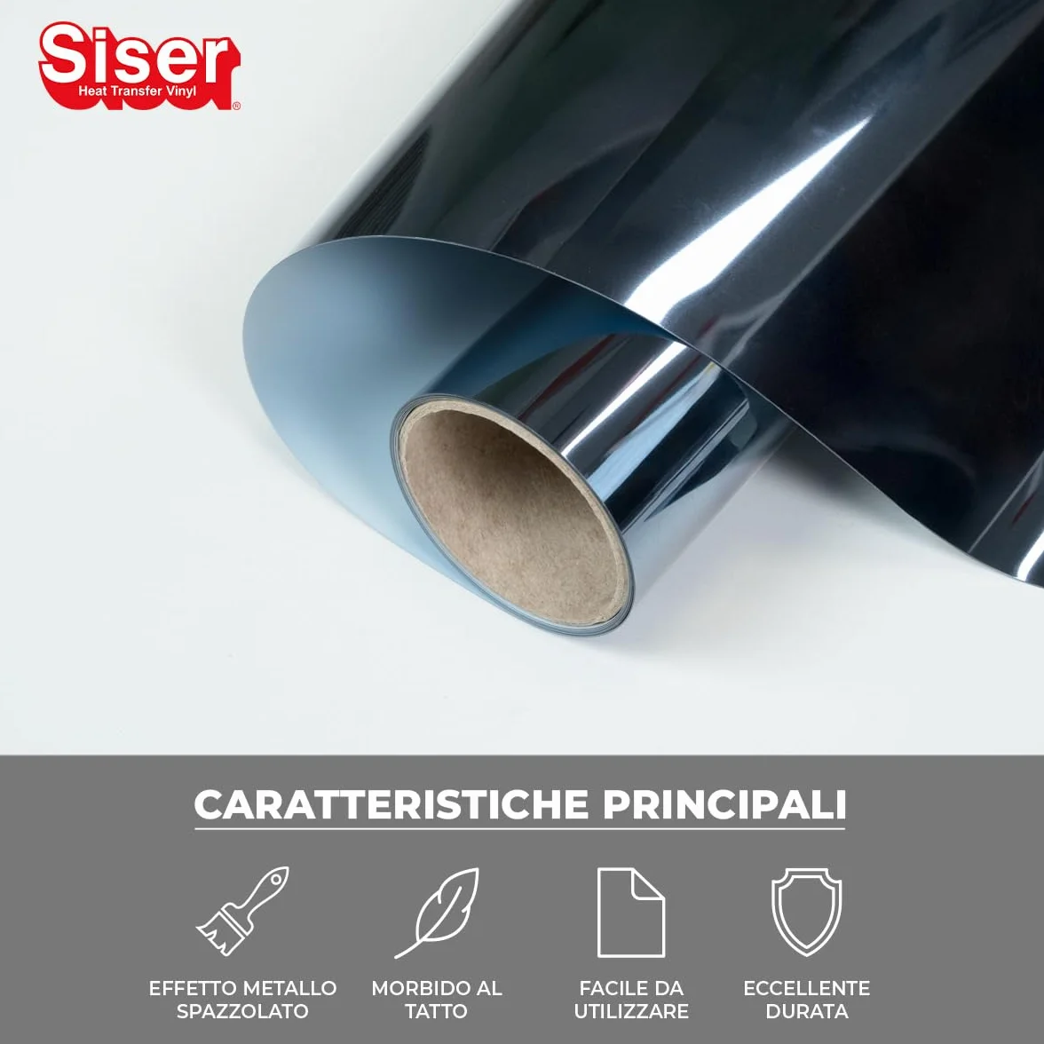 Siser Metal Silver Blue Vinile Termotrasferibile Metallizzato 30cm x 0,5mt per Tessuti