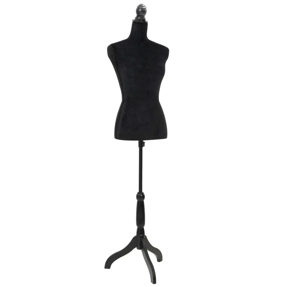 vidaXL Busto Sartoriale Donna Nero in PE Manichino con Supporto Espositore
