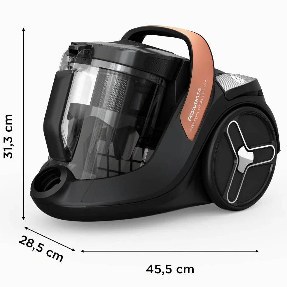Rowenta Green Force Cyclonic Effitech, Aspirapolvere A Traino Senza Sacco, Modello Parquet, Pulizia a Basso Consumo Energetico, Realizzato in Plastica Riciclata, Riciclabile, Silenzioso, RO7C30
