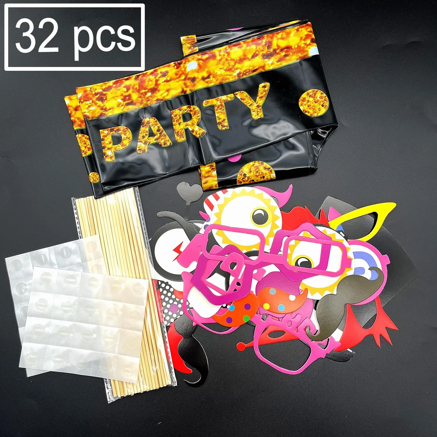 Festa photo booth con cornice portafoto grande baffi papillon labbra cappello occhiali cabina selfie props photobooth