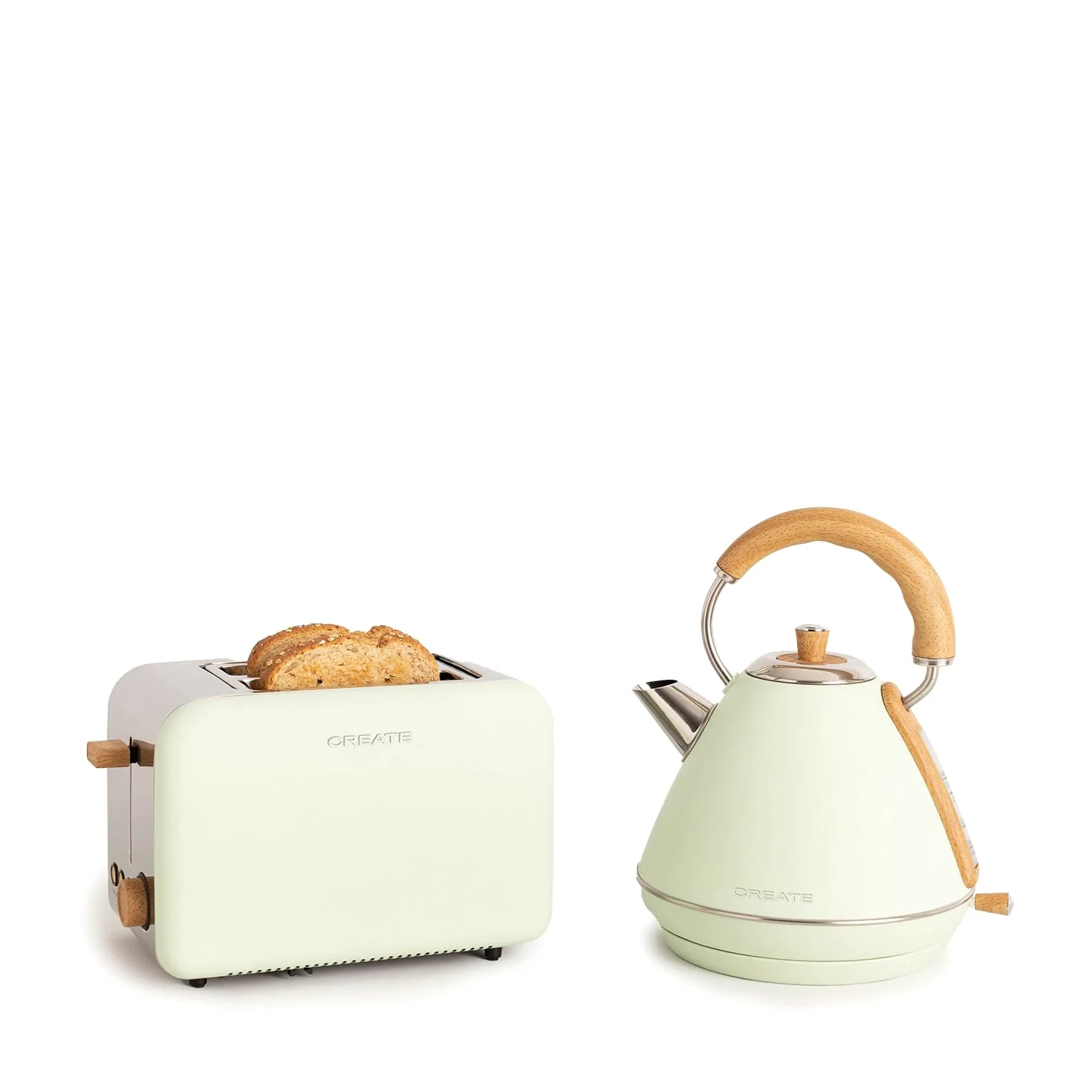 CREATE/PACK TOAST RETRO + KETTLE RETRO/Tostapane e bollitore acqua verde/3 programmate di tostatura, 1,7 l