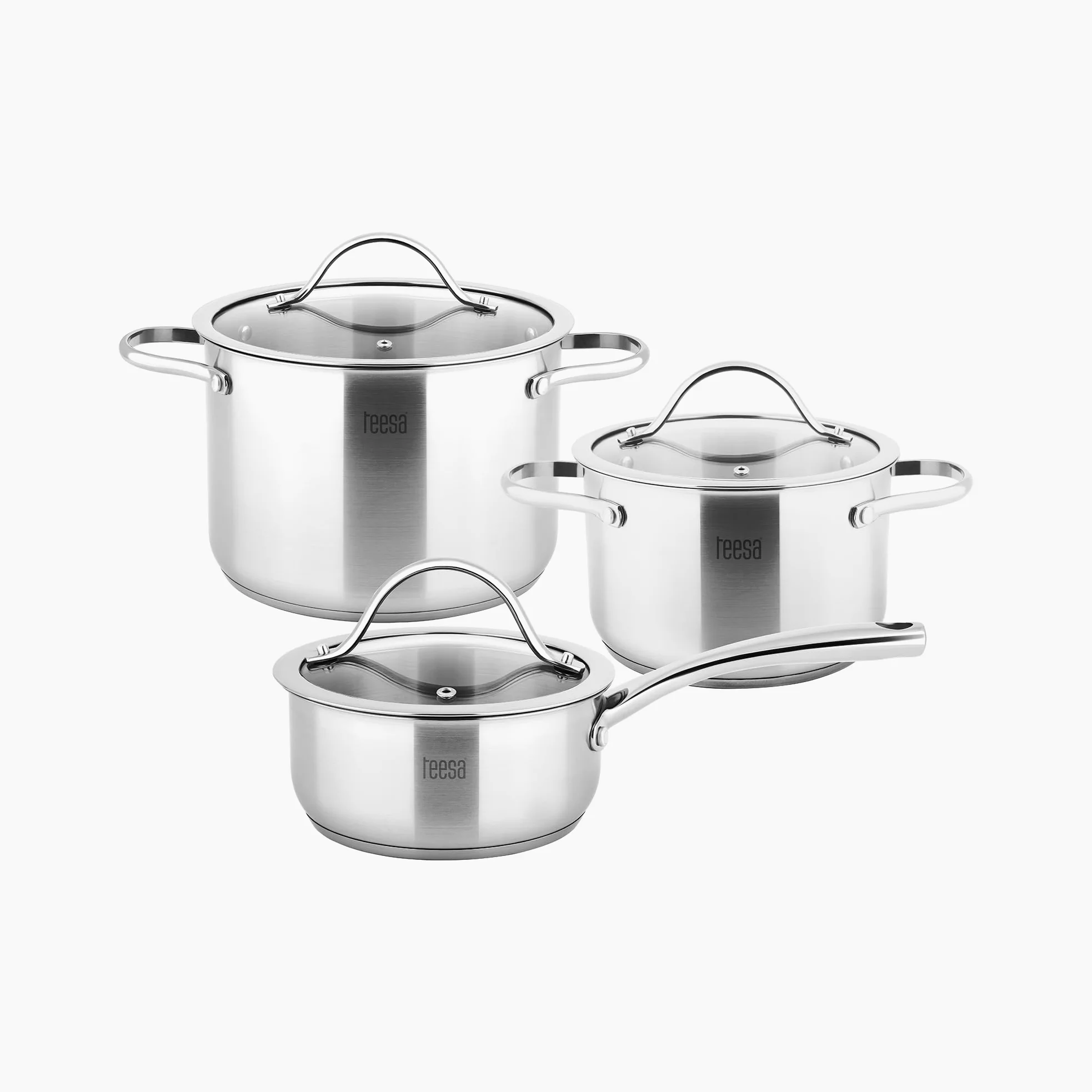 Teesa Set di pentole da 6 pezzi COOK EXPERT MASTER in acciaio inossidabile tipo 18/10 pratico misurino per tutti i tipi di pentole TSA0141