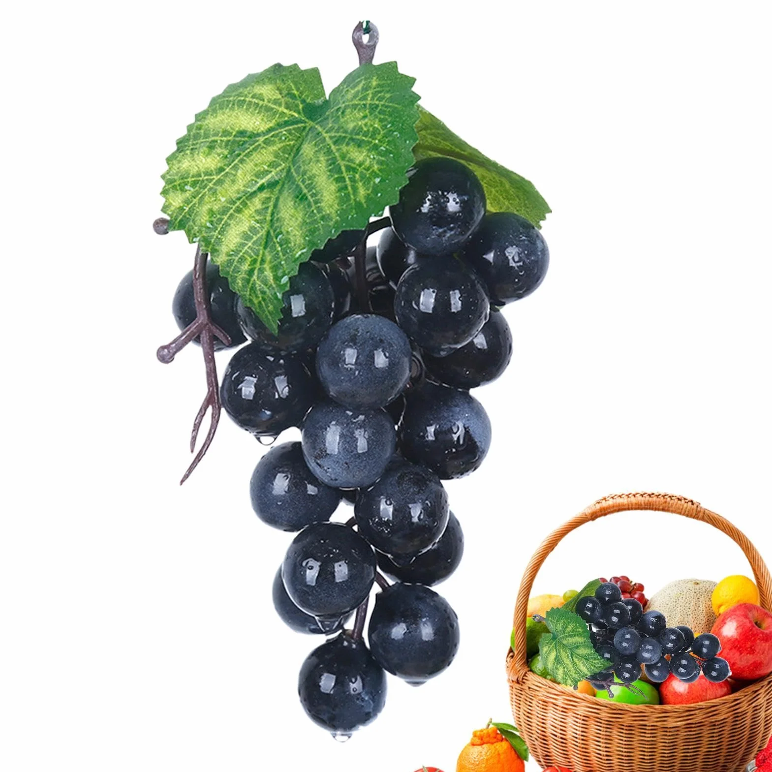 Generico Uva Finta Decorativa Realistica, Centrotavola Decorativo, Frutta Artificiale