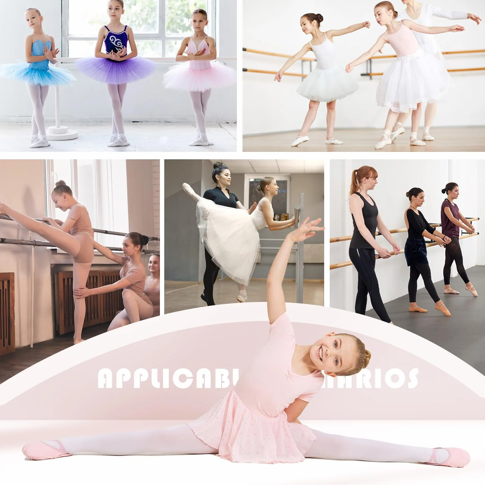 Uniuni Scarpette Danza Classica Bambina Tela Scarpe da Balletto Suola in Cuoio