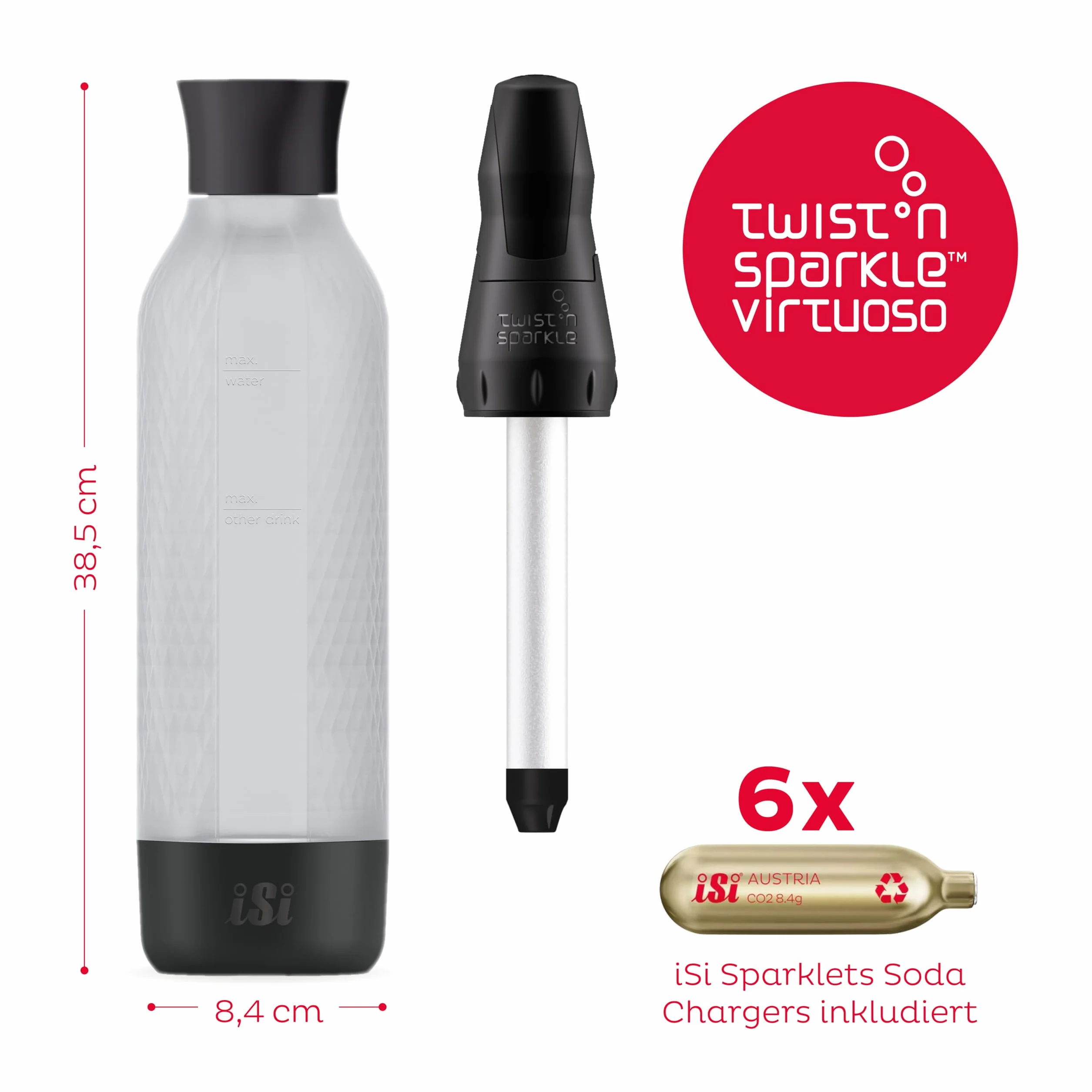 iSi Twist'n Sparkle Virtuoso Soda Maker 0,95 l Spruzzatore d'acqua frizzante