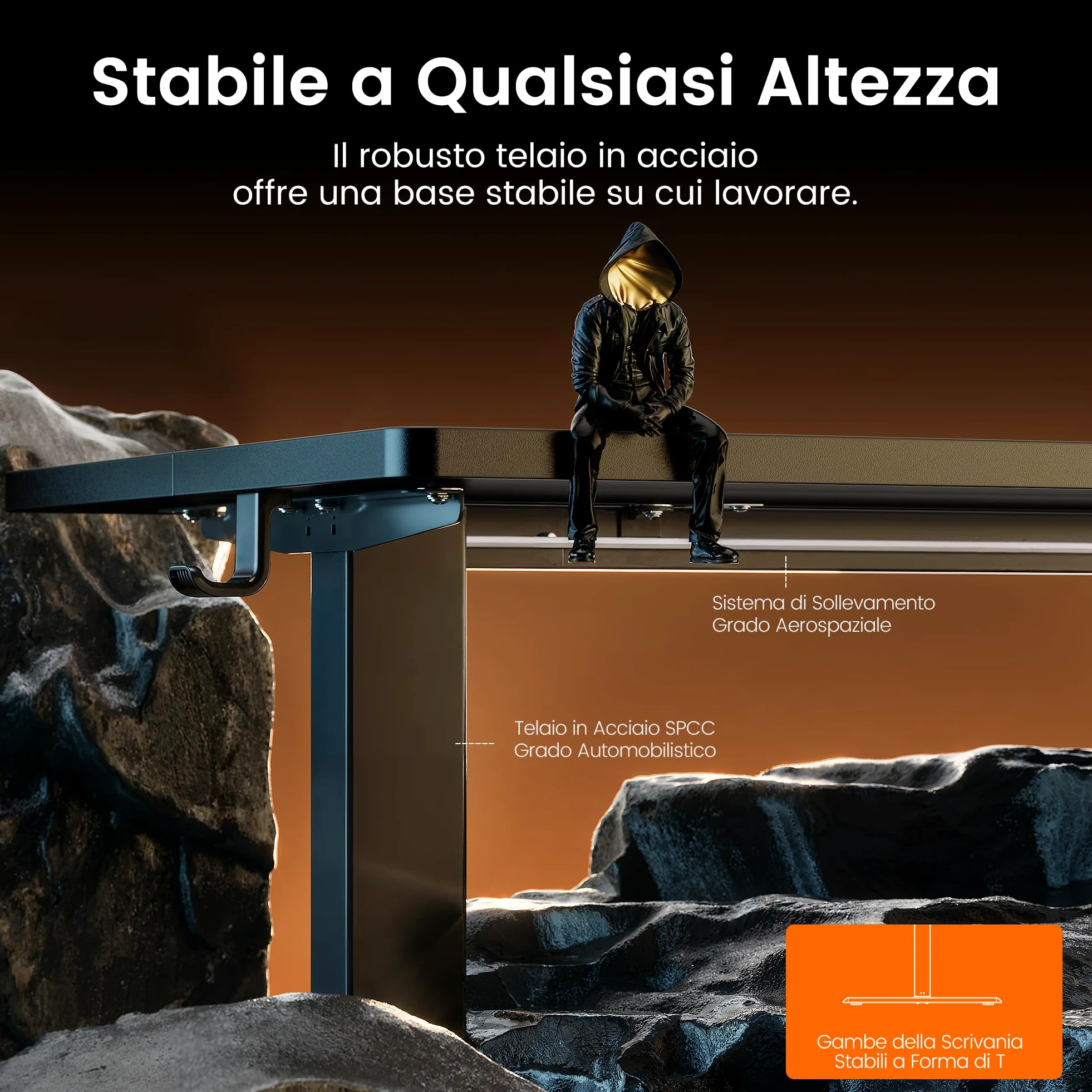ErGear Scrivania Regolabile in Altezza, Scrivania Regolabile da Stazione in Piedi con Pannello Smart a 4 Memorie e Tavola Splice (160 x 80 cm, Nero)