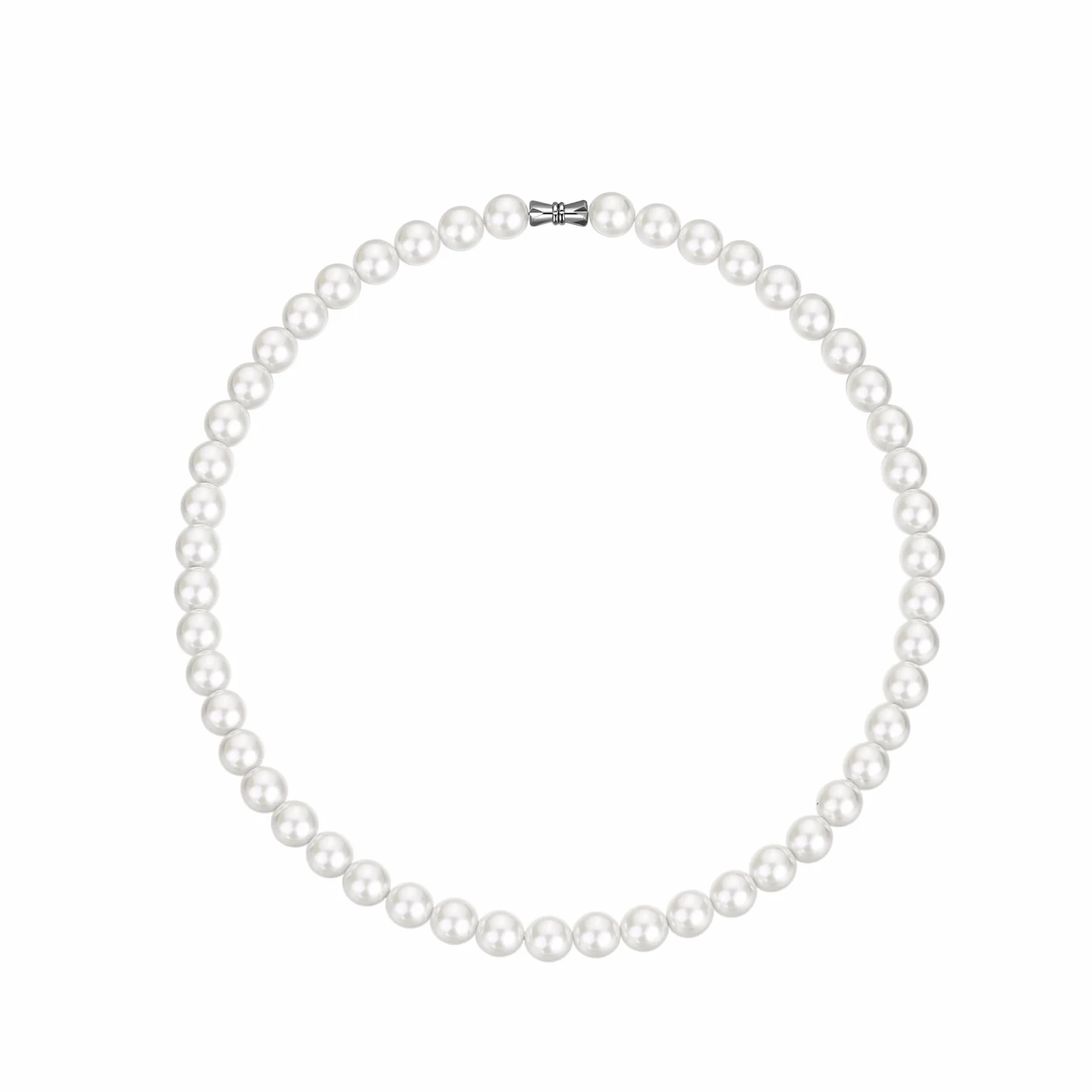 Candyfancy Collana di perle da uomo con perle bianche e rotonde, 40/45/50/55/60 cm, collana lunga con perle bianche per uomini, donne e ragazze, regali di perle 6/8/10 mm