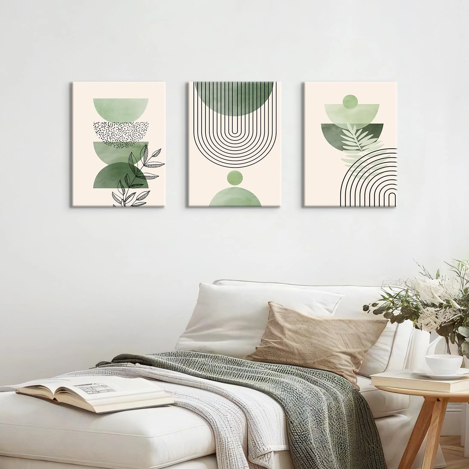 Pittura su tela Boho Salvia Verde Stampa su tela 90x40cm Quadri Moderni Decorazioni Murale