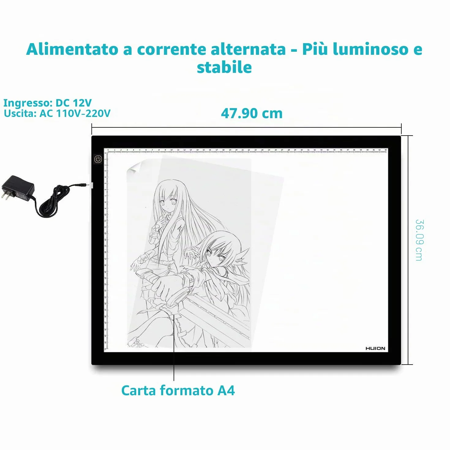 HUION Tavoletta Grafica A3 Scatola Luminosa LED con Luminosità Regolabile per Disegno Tracciamento