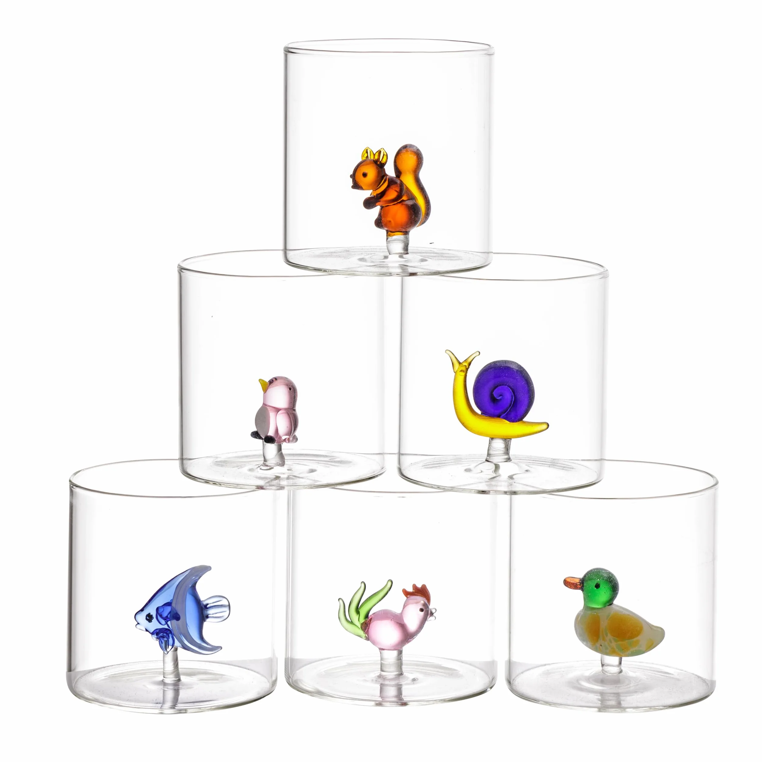 Bicchieri in Vetro Borosilicato 32 CL Set 6 Pezzi Lavabili in Lavastoviglie Animali