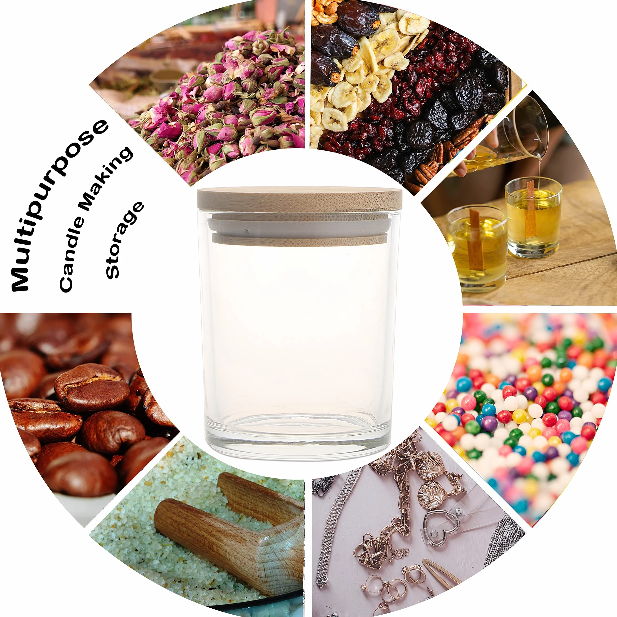 12 barattoli per candele in vetro trasparente 355 ml con coperchio contenitori spezie