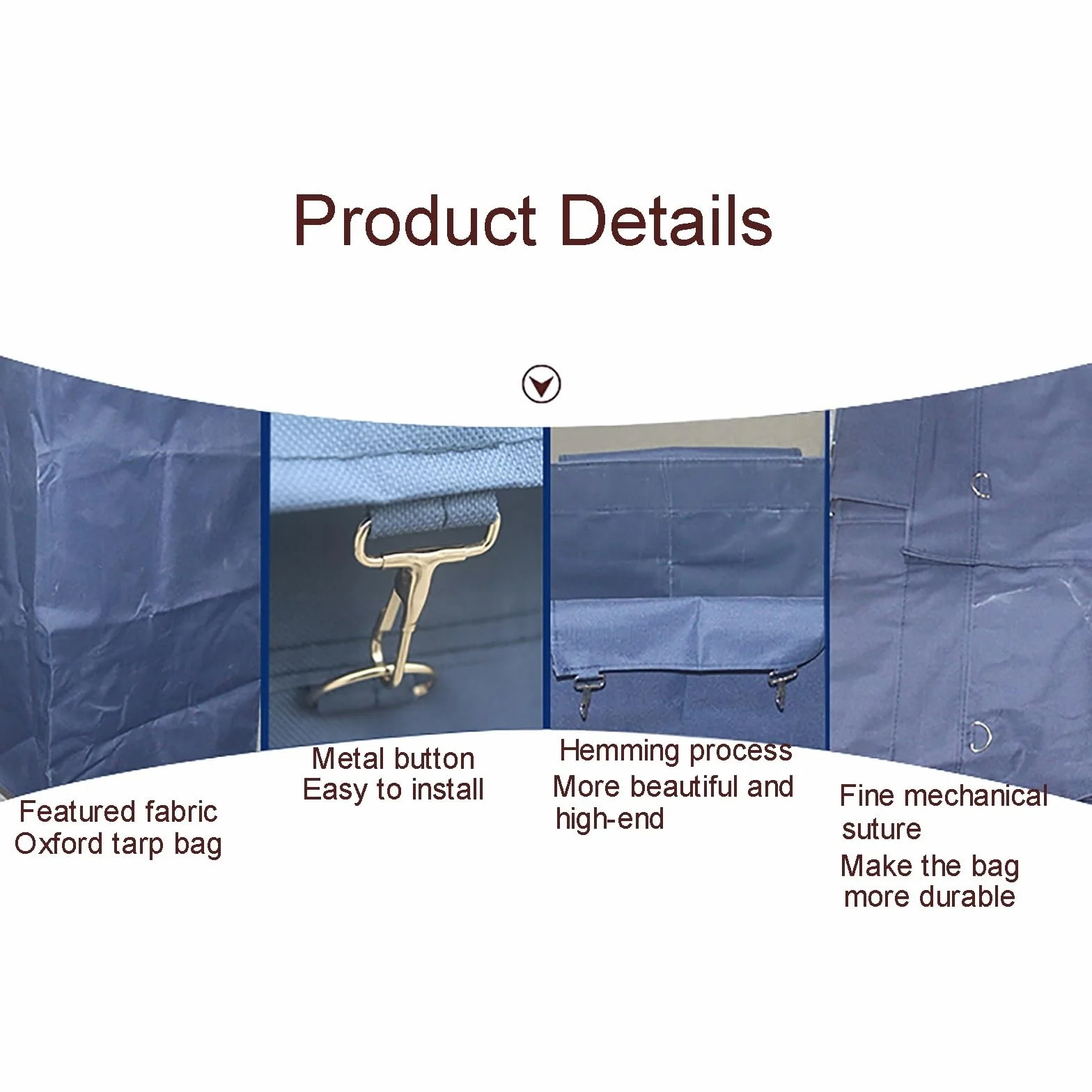 Borsa per Carrello della Biancheria SBCWH, Oxford Impermeabile, Blu, 83x53x63 cm, 400L, Tessuto Oxford, Fissaggio con Ganci di Alta Qualità, Interno