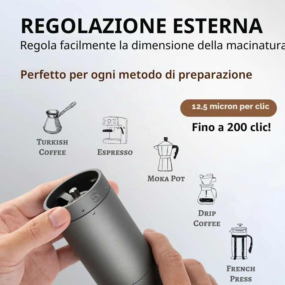 1Zpresso X-Ultra Macinacaffè Manuale Nero, Struttura Robusta in Metallo, Assemblaggio in Acciaio Inox, Regolazione Esterna Numerica, Contenitore, Elevata Efficienza di Macinatura, Macinino Portatile