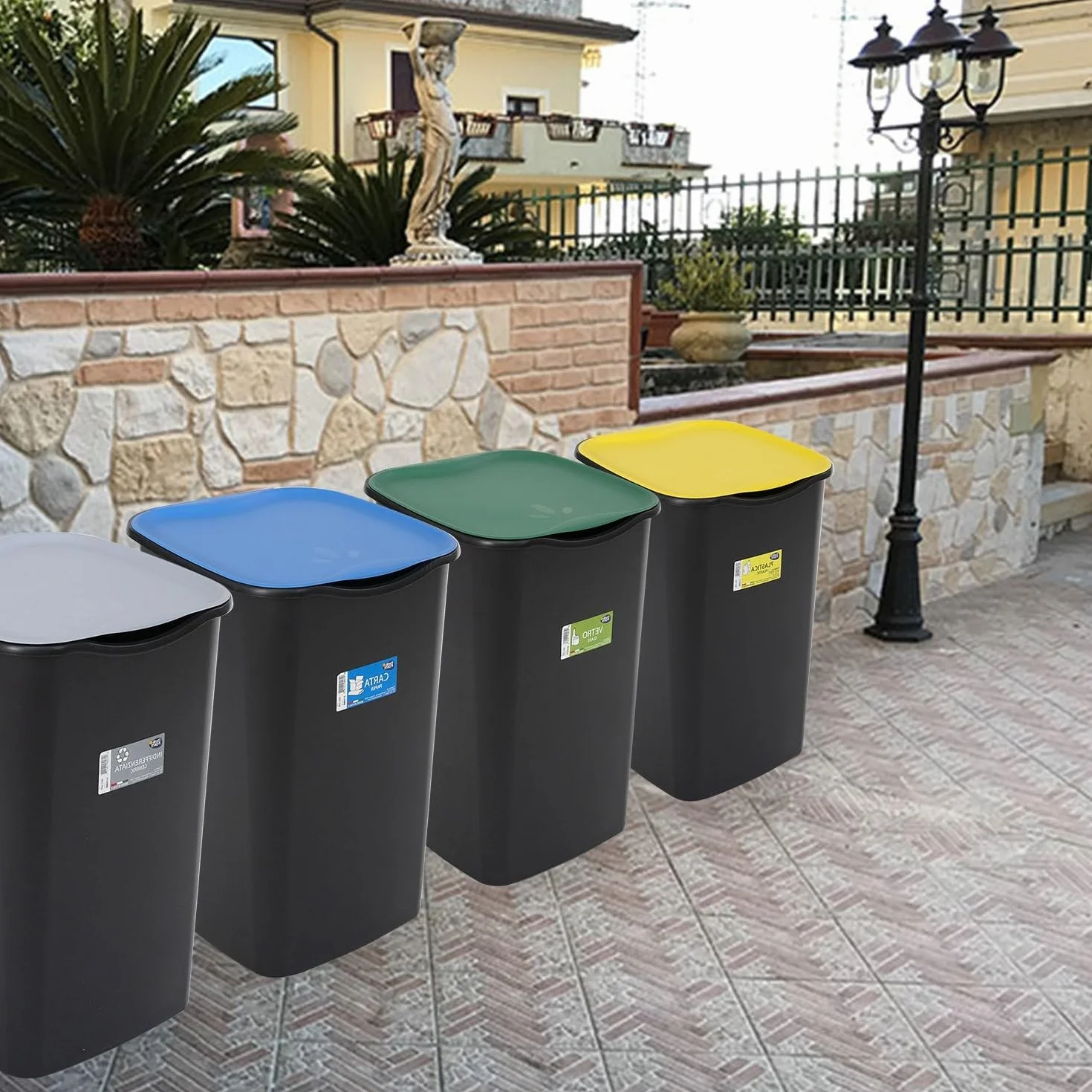 Tre Ti TRT536 Pattumiera, Riciclo, Nero/Grigio, 50 lt
