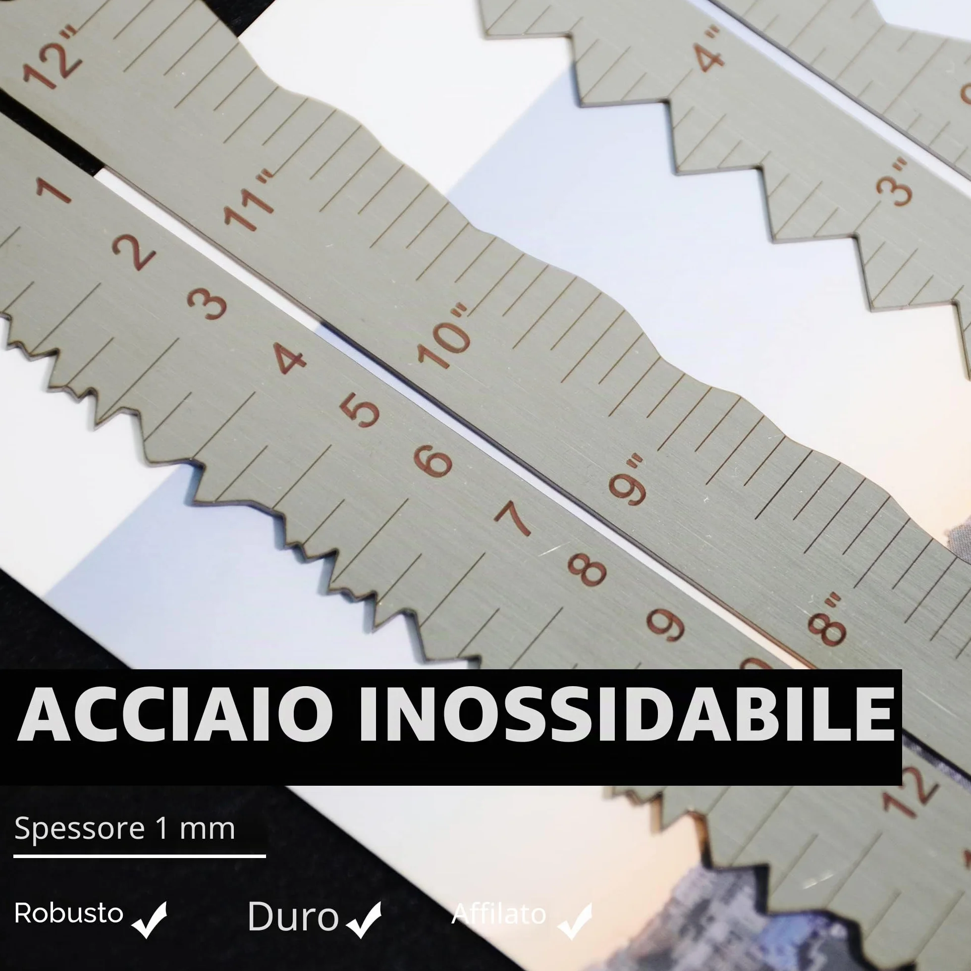 Righelli in acciaio inox per tagliare carta a linee ondulate 30,5 cm strumento di misurazione
