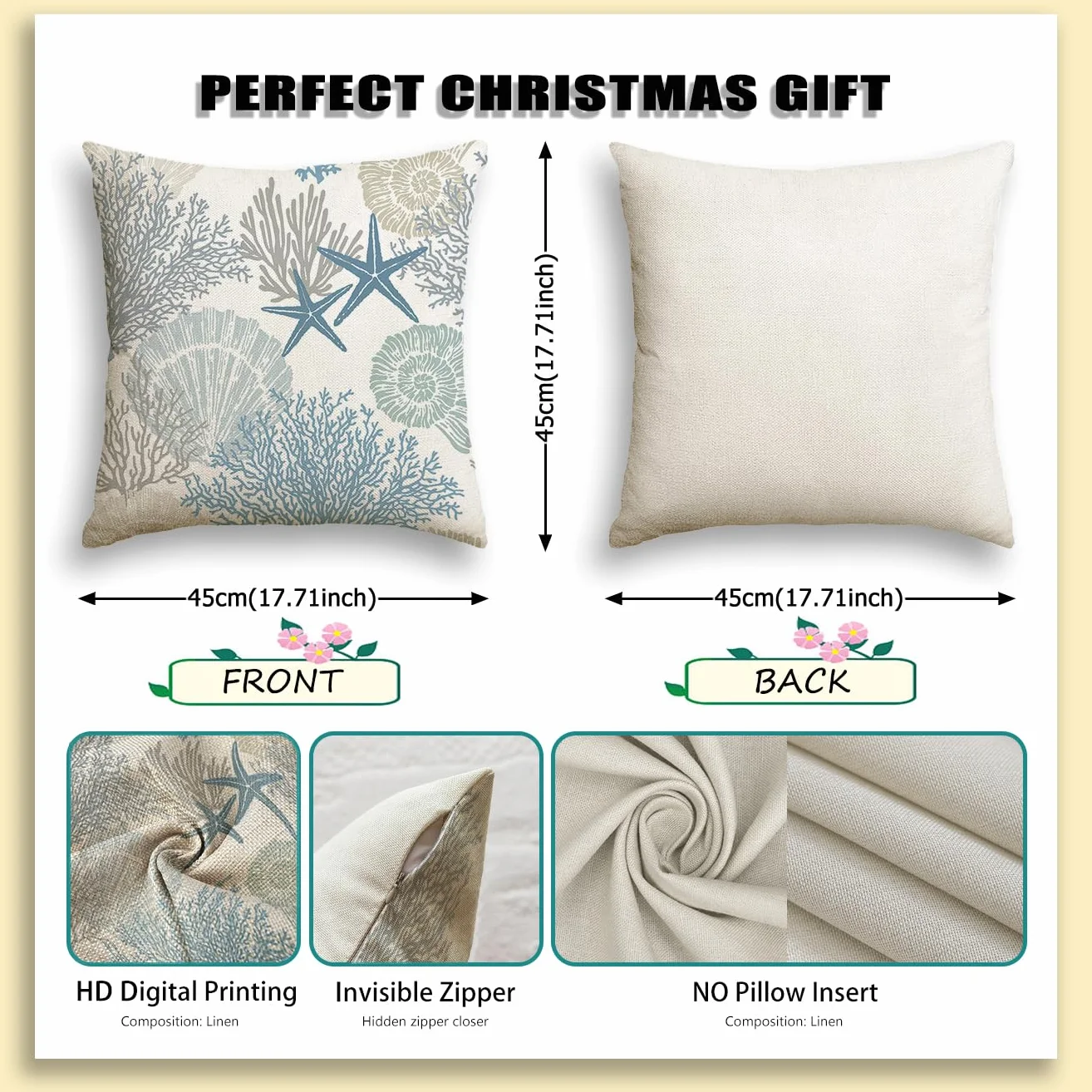 Set di 2 fodere per cuscino da esterno 50 x 50 cm Fodera per cuscino estivo impermeabile