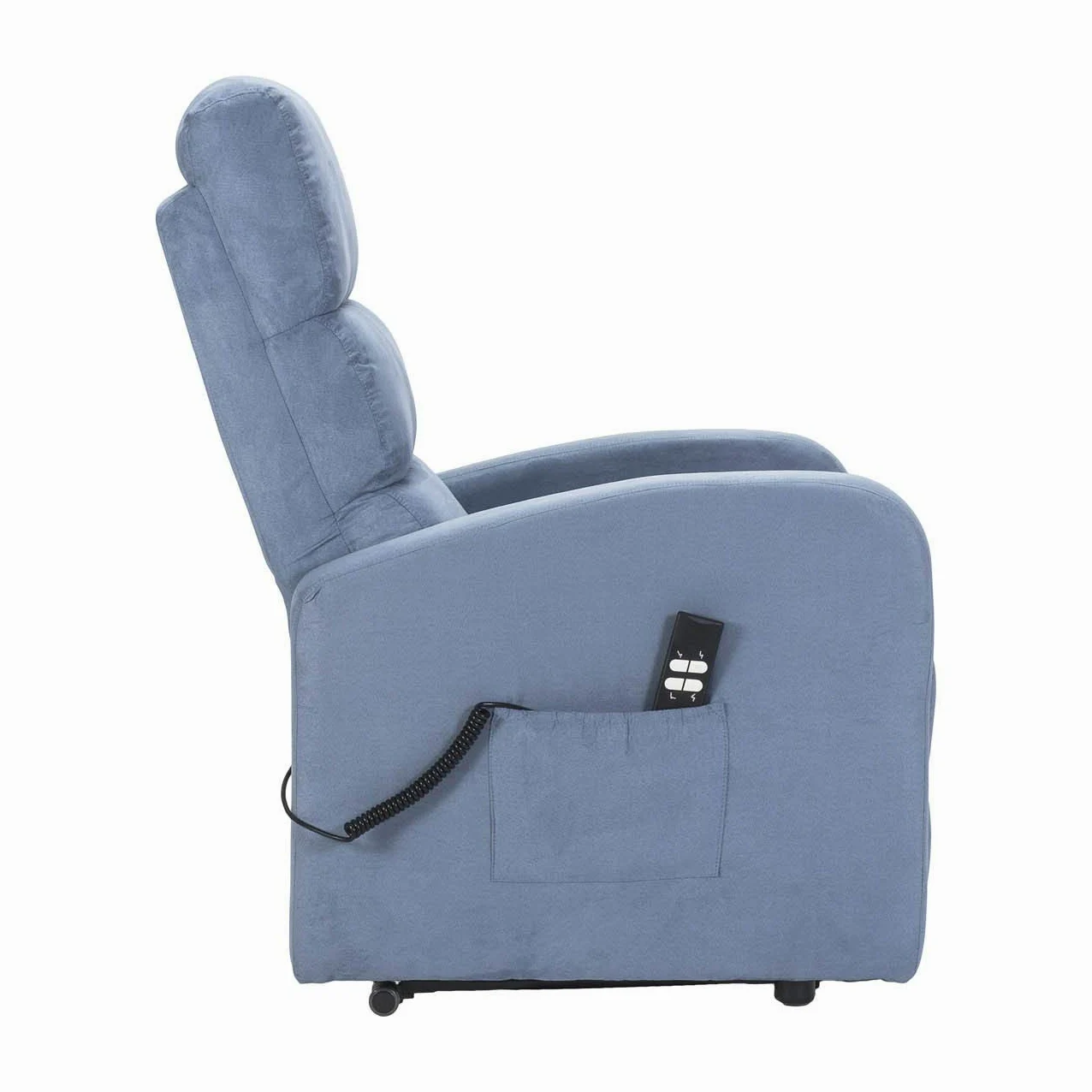 POLTRONE ITALIA Poltrona Relax Elettrica 4 ruote reclinazione poltrona per anziani soggiorno elevabile Detraibile 19% microfibra Azzurro