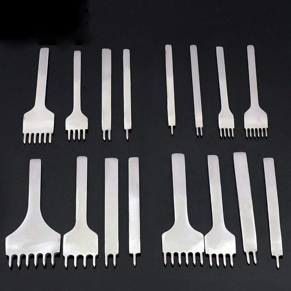 Set di 4 punzoni per la pelle, con punte da 1/2/4/6 punzoni per la pelle, kit di strumenti per cucito fai da te, set di scalpelli per allacciatura con diamanti (5 mm)