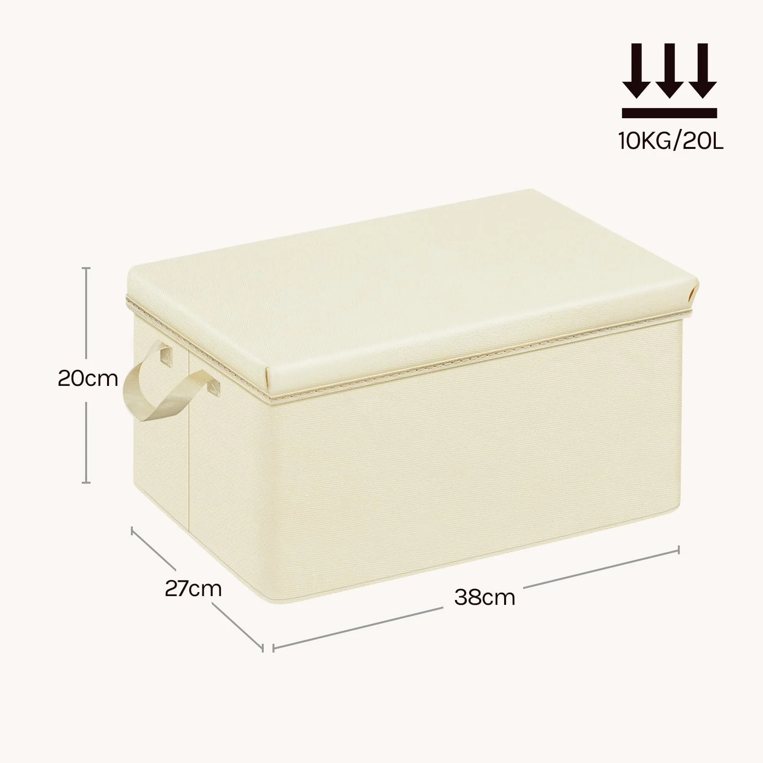 WOLTU Scatola Portaoggetti Pieghevole, Set di 3 Ceste in Tessuto, Cubo Portaoggetti, 38x20x27 cm, Crema