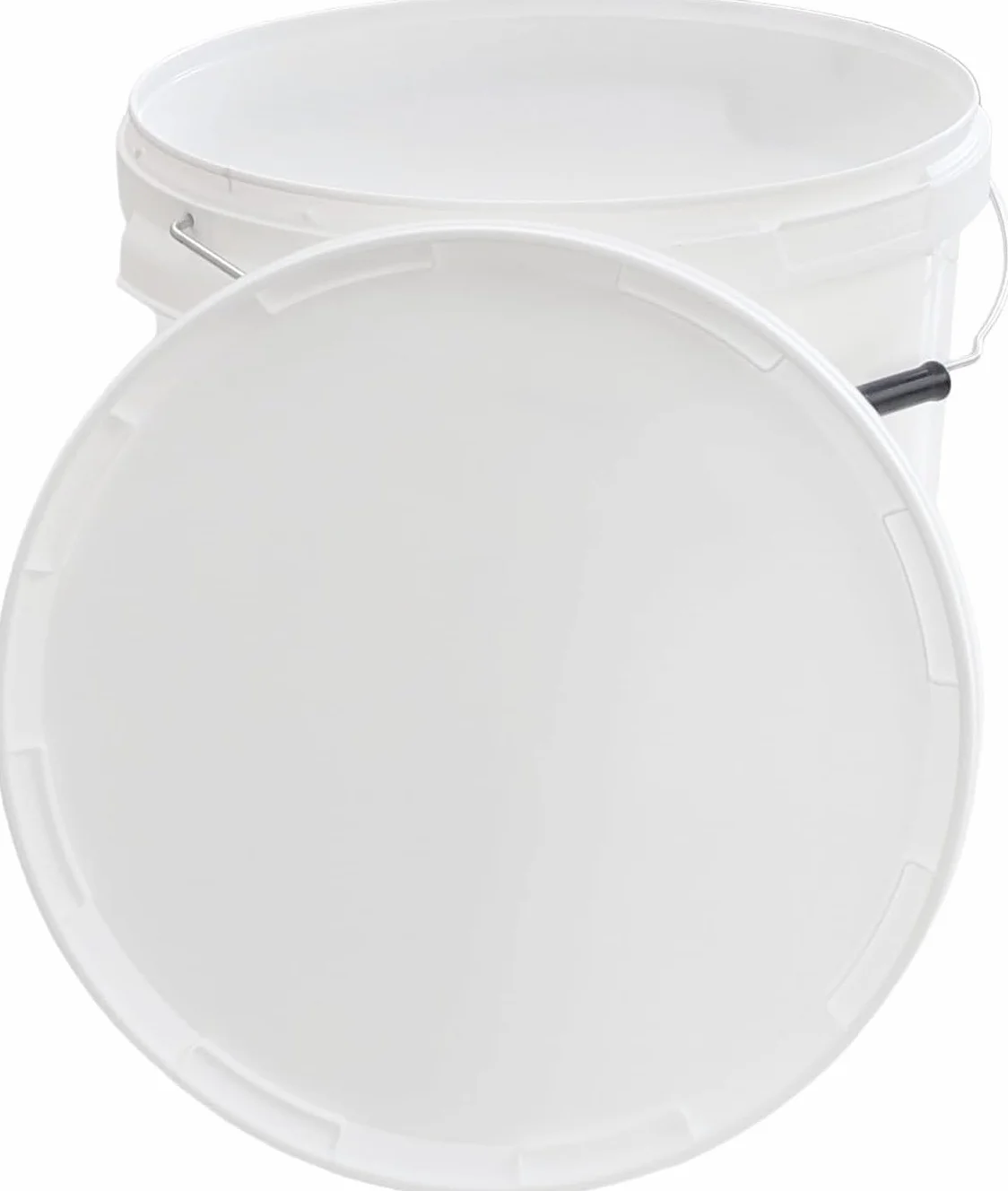Secchio in plastica, 20 litri, bianco traffico, con coperchio per alimenti trasporto box manico in metallo latte milk