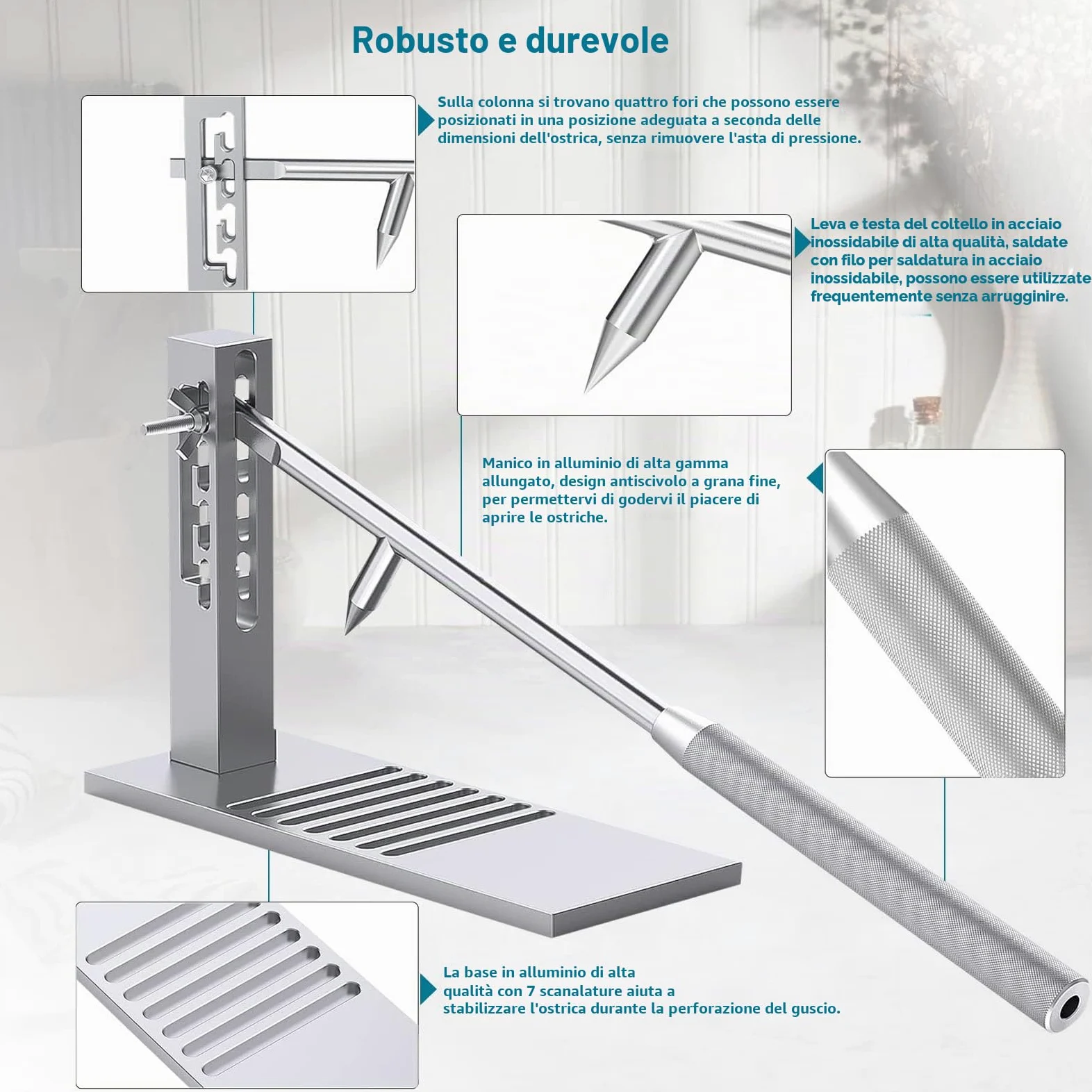 Oyster Shucker, Kit di utensili professionali in acciaio inox per ristoranti e case, con 2 coltelli per ostriche e guanti.