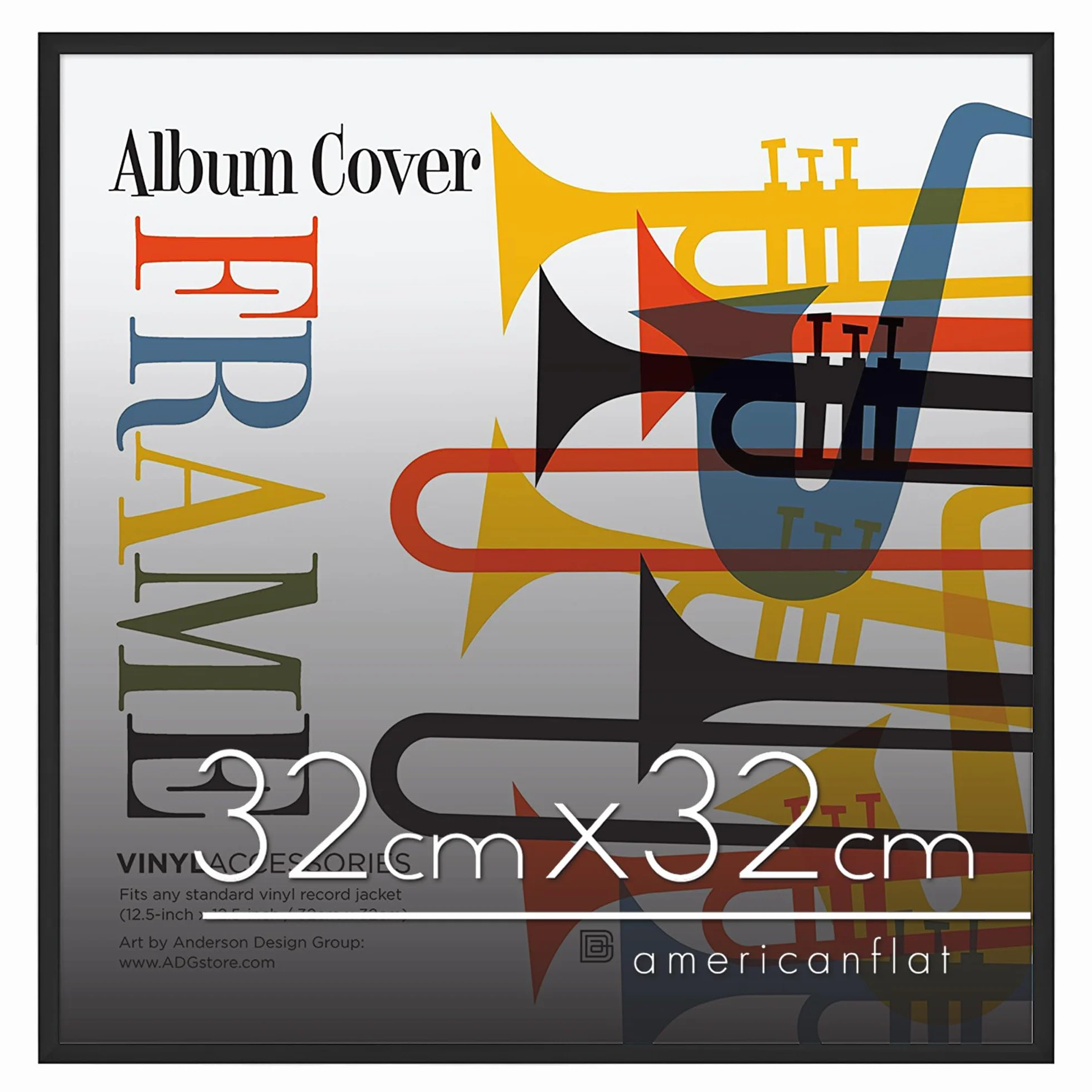 Americanflat Cornice Vinile Nera 32x32 cm Design Elegante e Minimalista con Plexiglass a Finitura Lucida - Cornice Quadrata da Parete con Accessori per Appenderla Inclusi