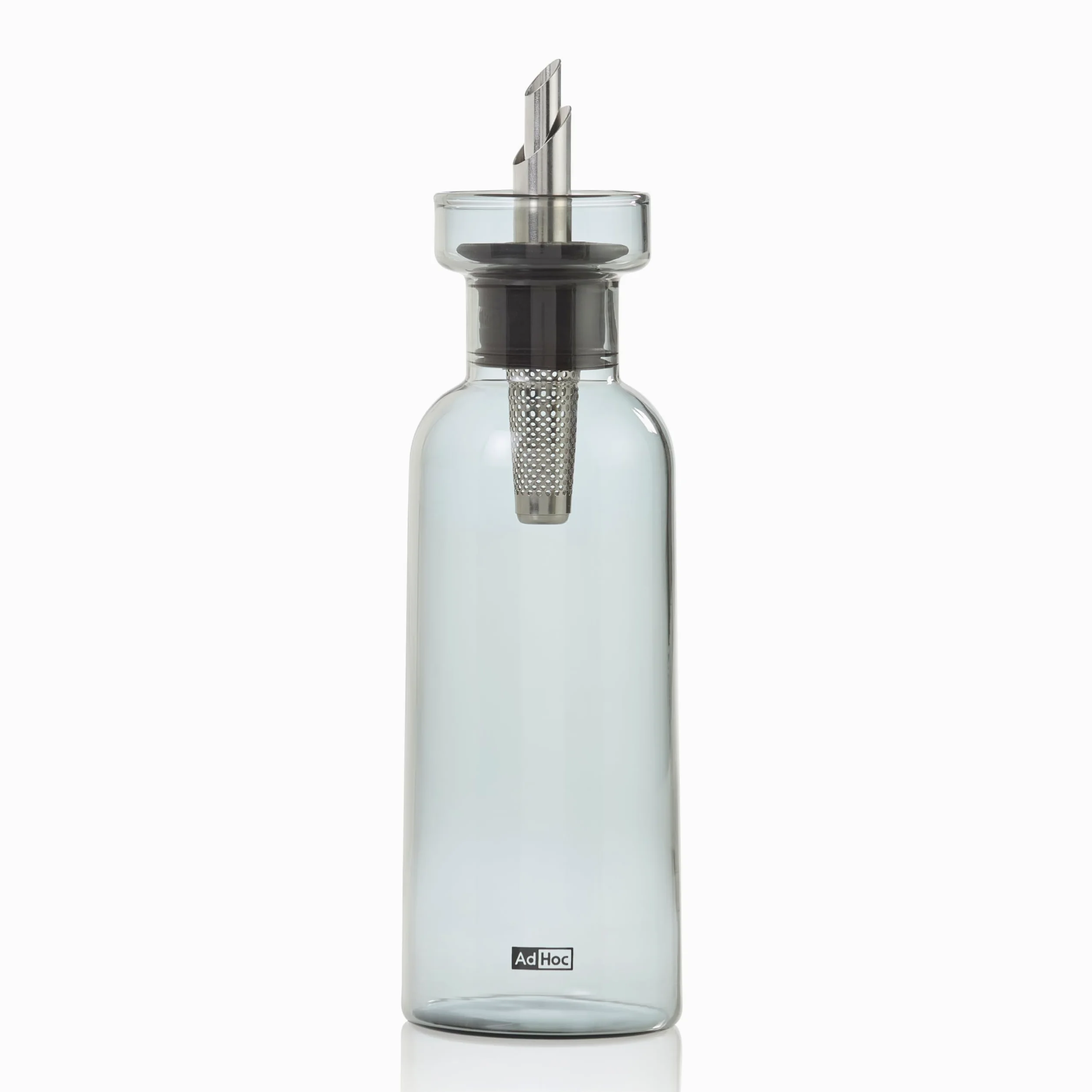 AdHoc AromaPour - Set di 2 bottiglie per olio e aceto, in vetro grigio, 300 ml, dispenser filtrato antigoccia, per olio e aceto, lavabile in lavastoviglie