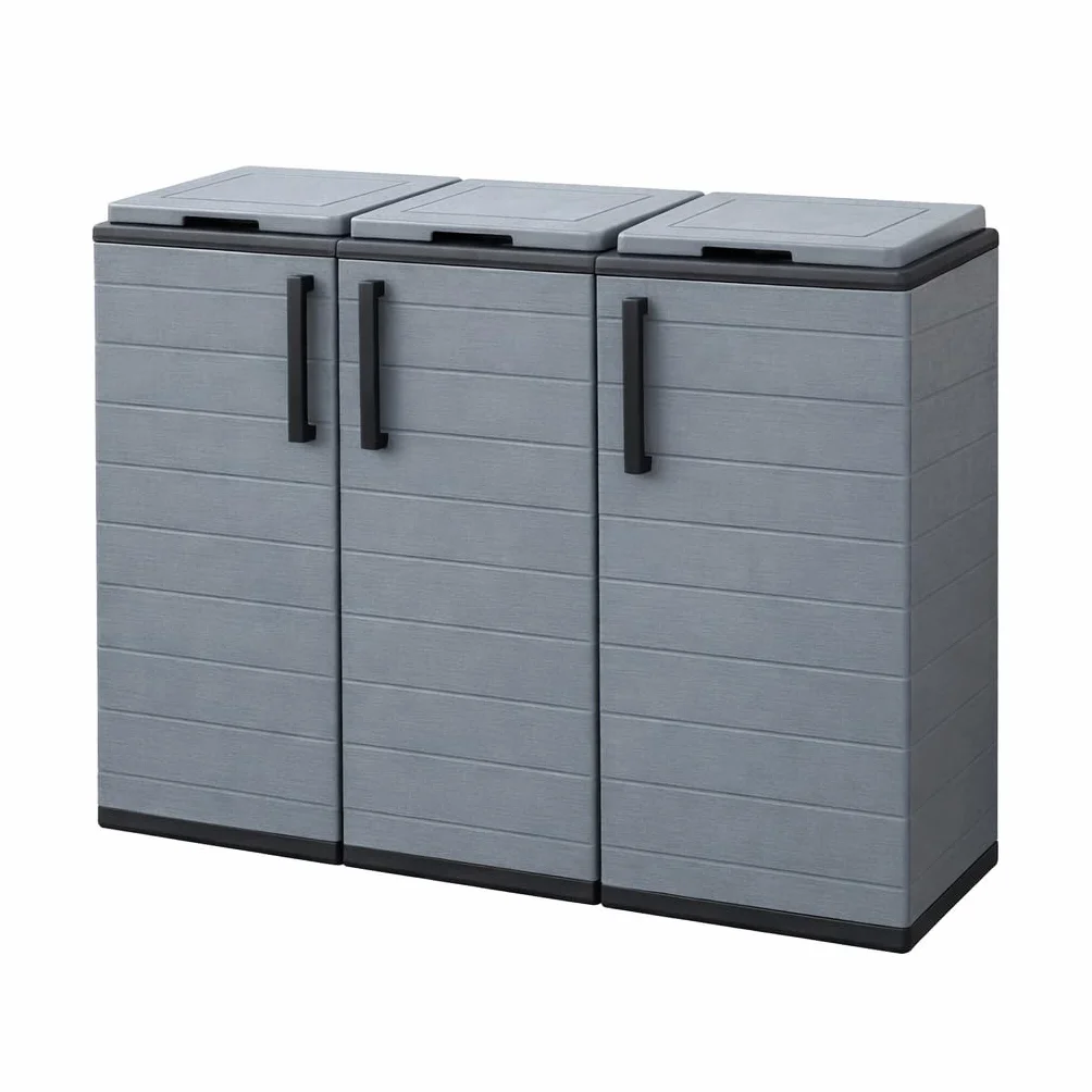Maury's Armadietto Pattumiera 300 Lt 3 Vani Separati 102x37xh84 cm Raccolta Differenziata Esterno Interno