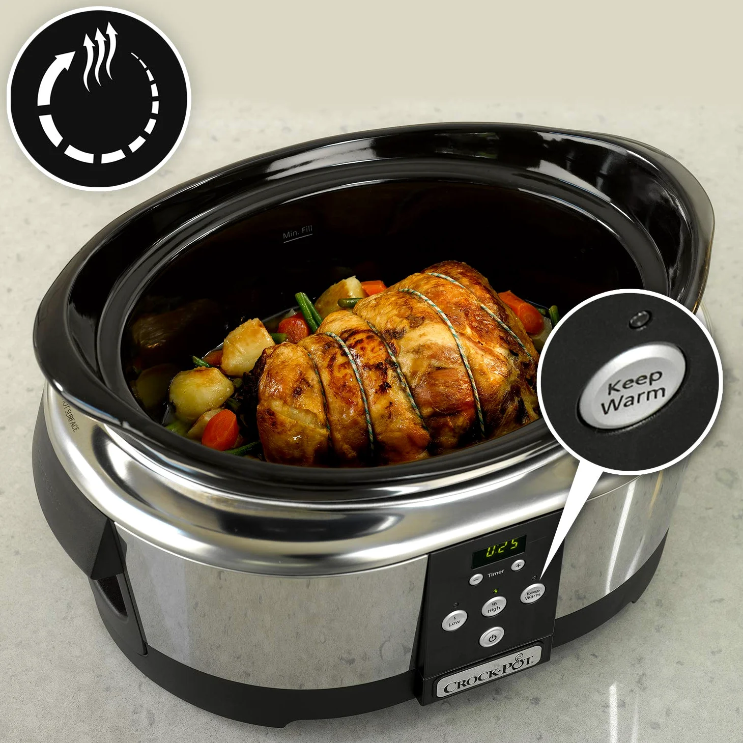 Crock-Pot Slow Cooker Pentola per Cottura Lenta, Capienza 5.7 Litri, Adatta Fino a 8 Persone, 230 W, Digitale, Programmabile, Argento