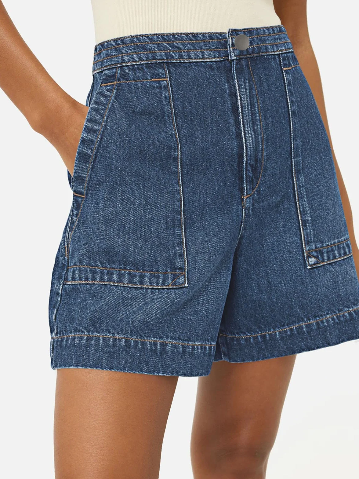 Cicy Bell Jeans estivi da donna, pantaloni corti in denim, a vita alta, larghi, con tasche