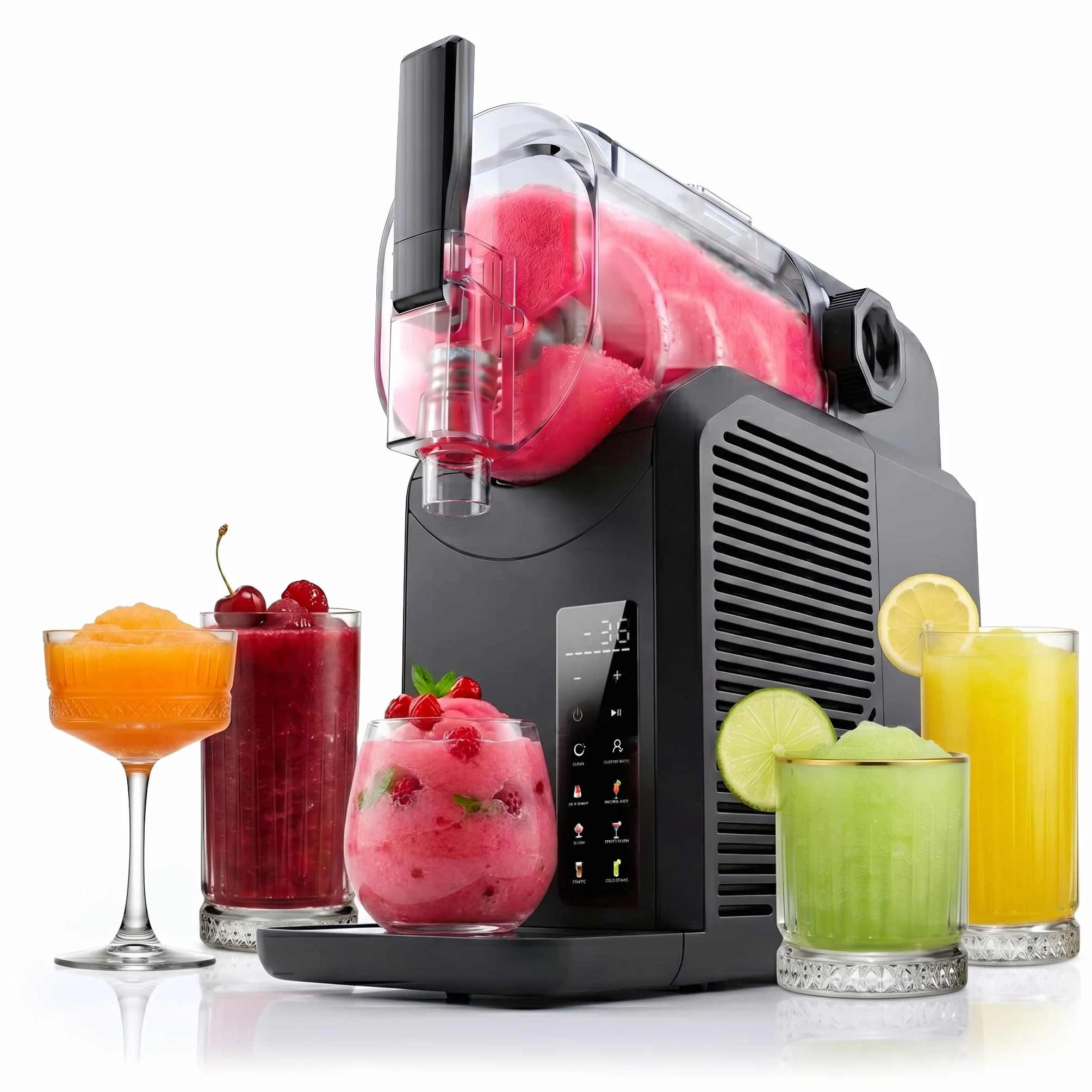 Seeger SuperSlush Macchina per Granite, 2 Litri, 7-in-1, Nessun Ghiaccio Necessario, 7 Programmi, Tecnologia InstantFreeze 15 min, Slushie Maker, Granita, Cocktail, Frappé, Milkshake, Nero, SLFRZ1BK