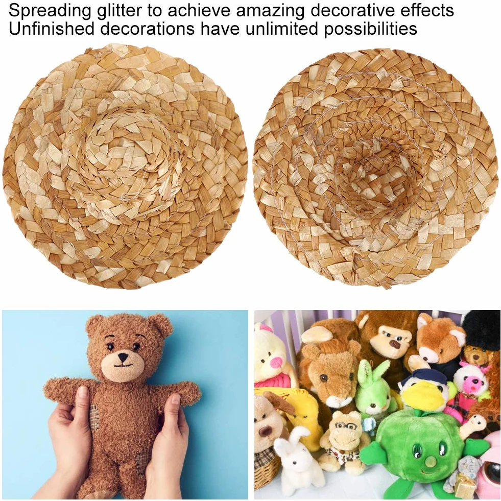 10 Pezzi Cappelli di Paglia per Bambole, Cappelli di Paglia per Bambole, Diametro Interno 3,7 Cm, Fai da Te, Fatti a Mano, Cappelli di Paglia Intrecciati a Mano, Mini Cappelli