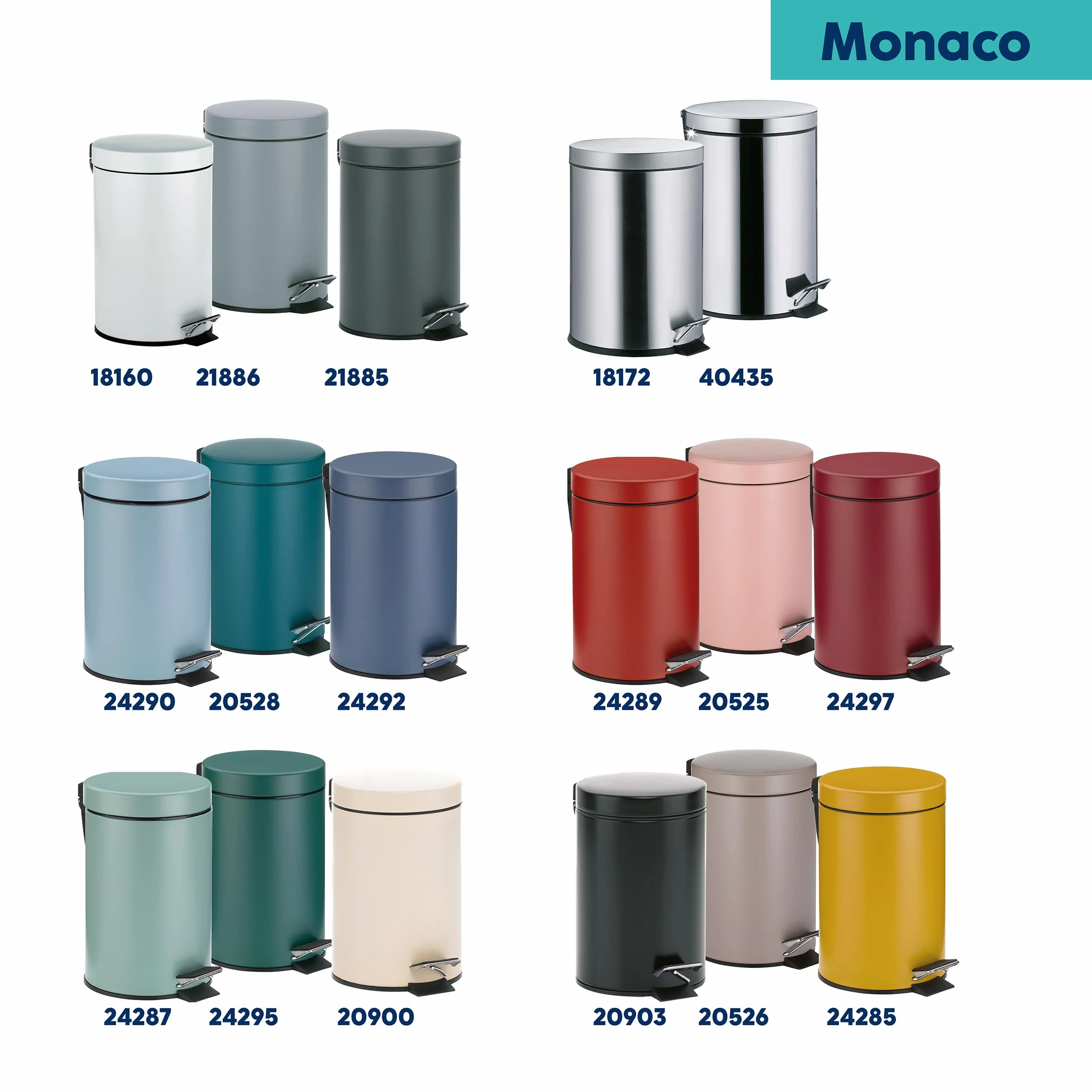 Kela Cestino per Cosmetici 3 l, Cestino a Pedale Monaco, Acciaio Inossidabile, Secchio Interno, Manici Trasporto, Opaco