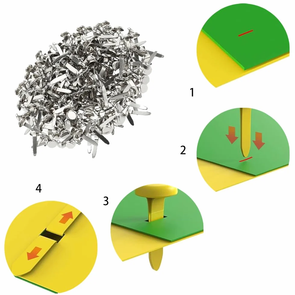 300 Pezzi Fermacampioni Argento Metallo per Scrapbooking Fai da Te