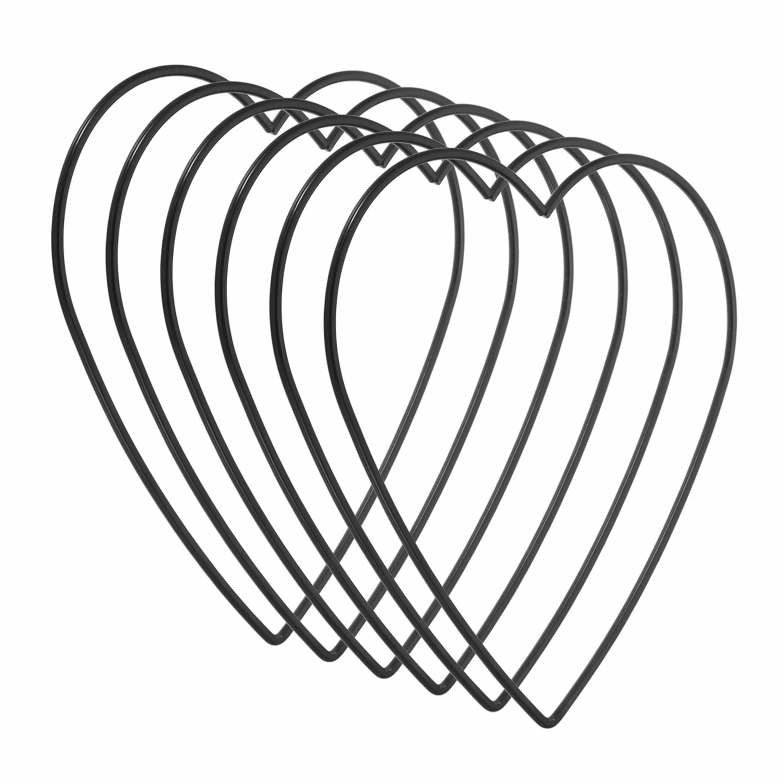 PATIKIL 6" Acchiappasogni a Forma di Cuore, 6pz Cerchio Ring Floreale Metallo Ghirlanda Natalizia Macramè, Nero