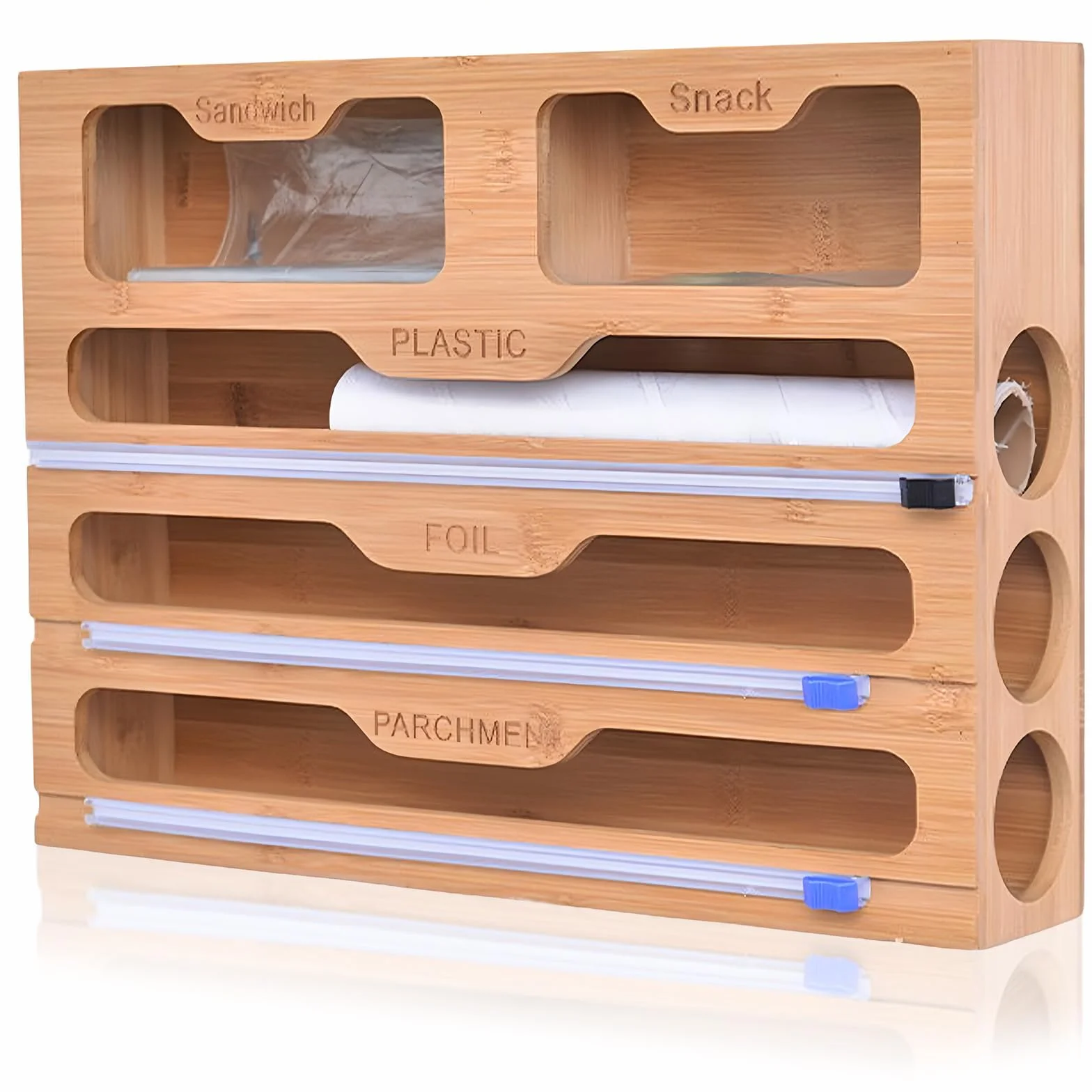 Tagliafogli 5 in 1, dispenser di pellicole con taglierino, tagliafogli, dispenser di pellicola in alluminio, dispenser di pellicola trasparente, cassetto, dispenser di pellicola trasparente per