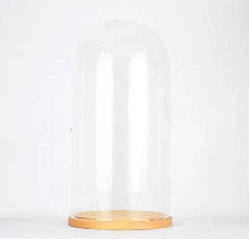 EMH - Espositore a cupola in vetro con base in legno, altezza 41,5 cm