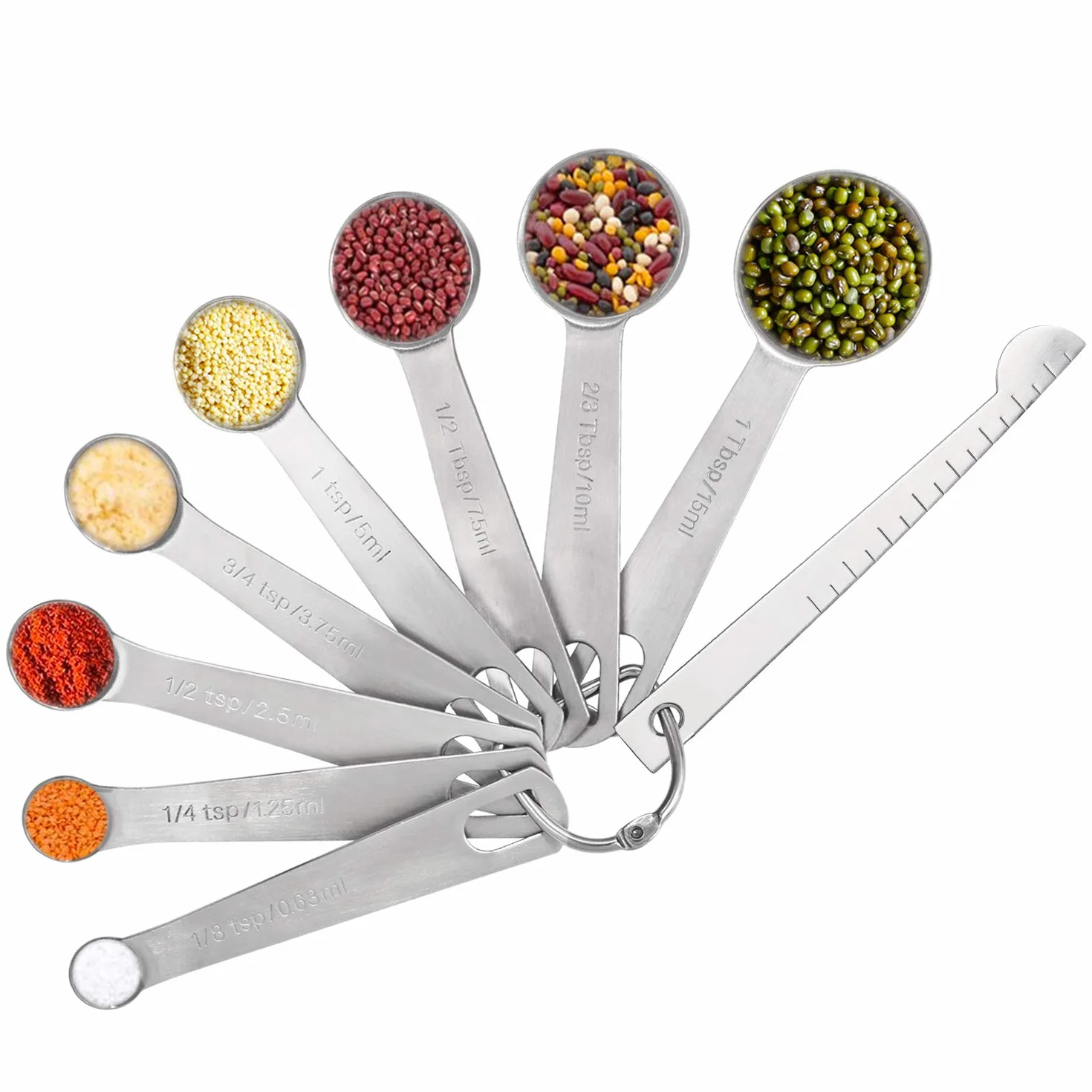 Vicloon Cucchiai Dosatori, Set di 9 Misurini in Acciaio Inox 304 Measuring Spoons Preciso Cucina Misurini Cucchiai Dosatore Set per Misurazione a Secco e Ingredienti Liquidi